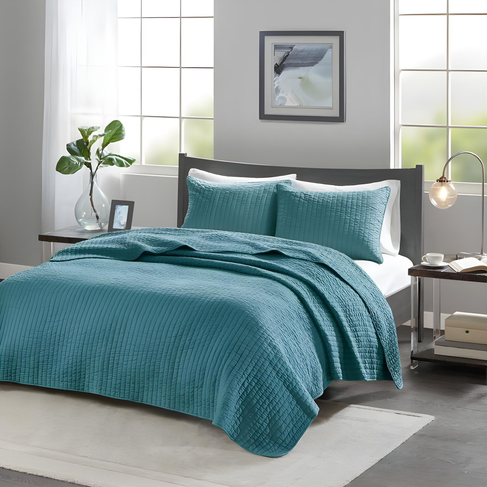 Madison Park Barwick Reversible Solid 3 Piece Quilt Set