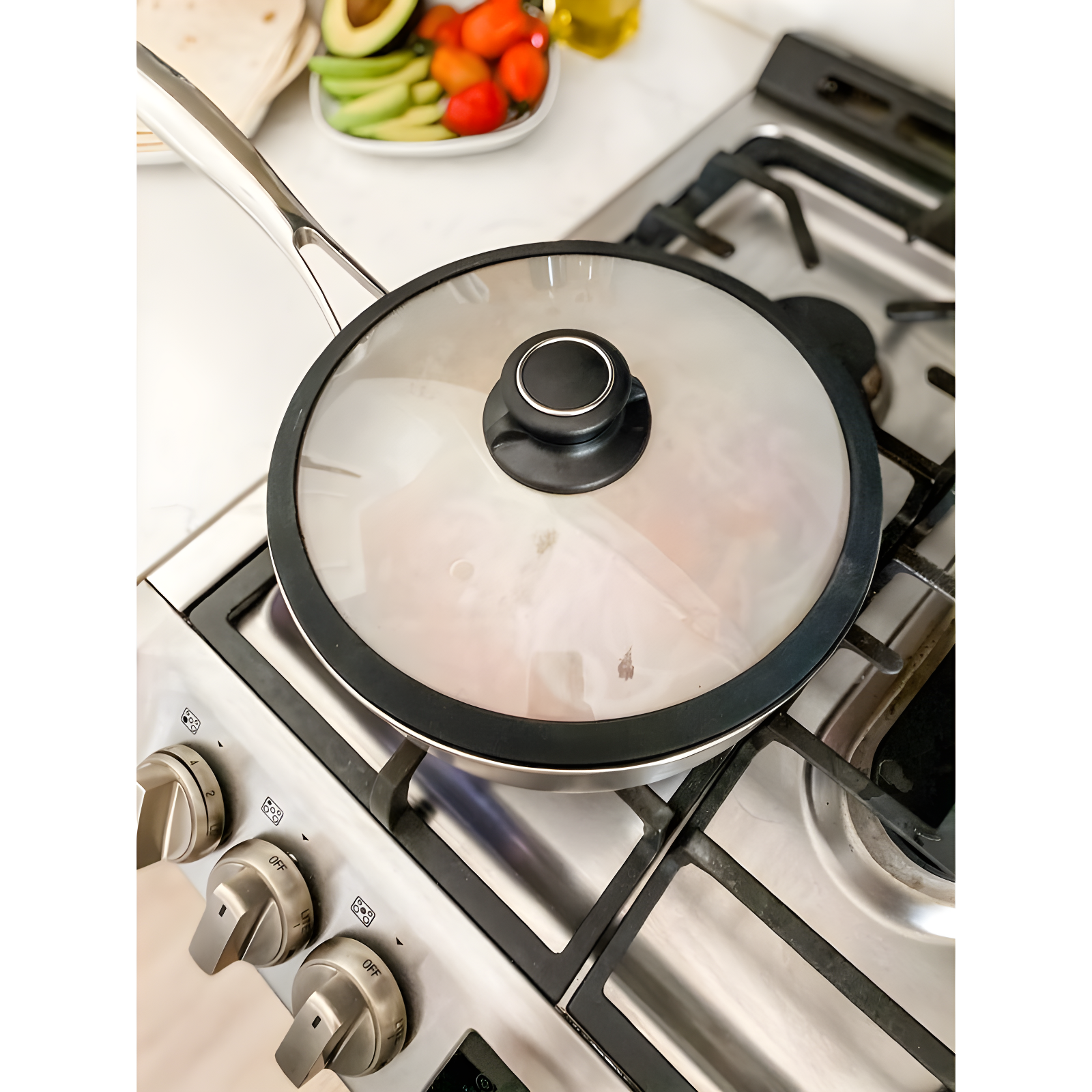 4.5 Quarts Non-Stick Stainless Steel Saute Pan with Lid