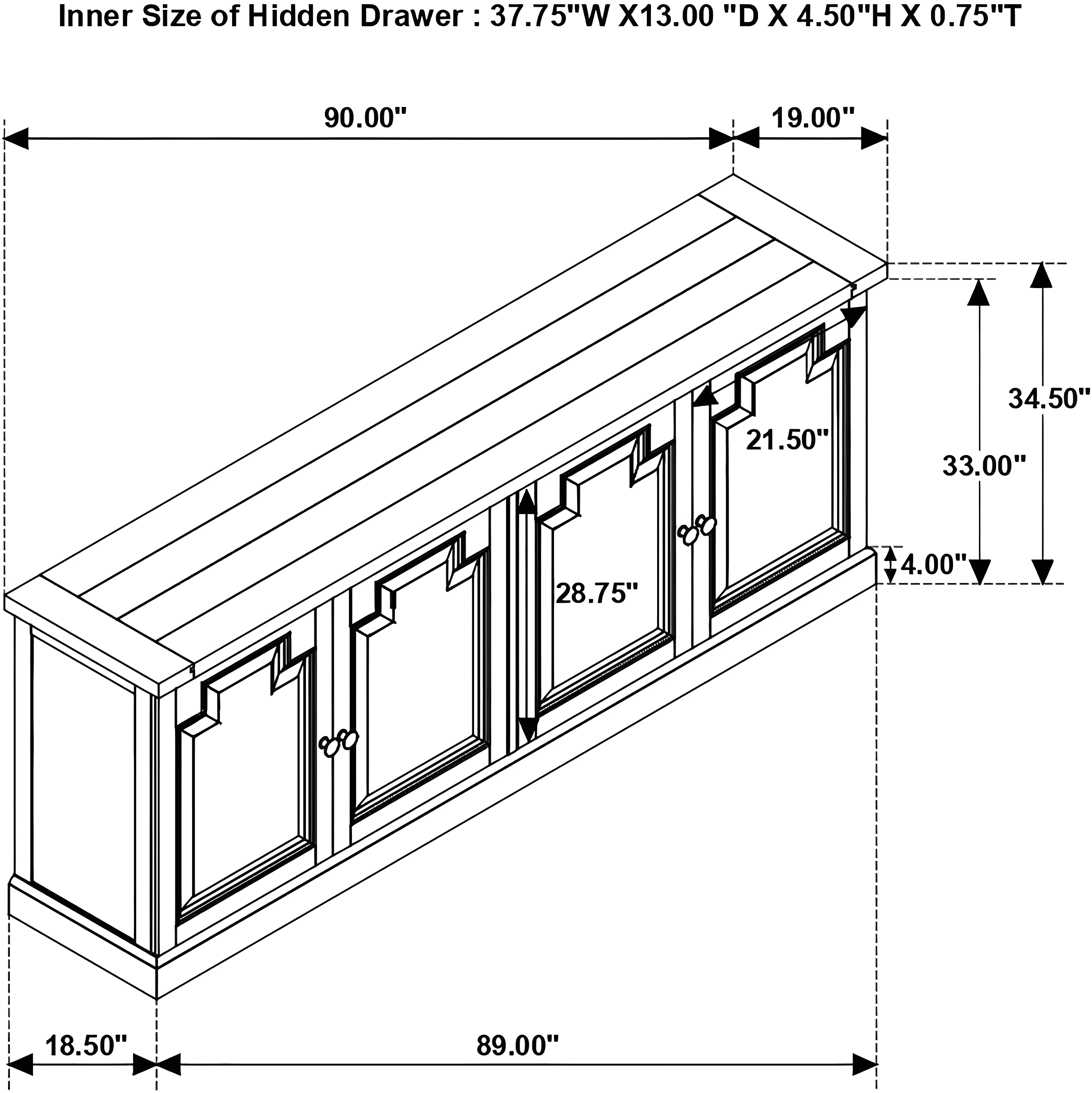 Coaster Florence 4-door Farmhouse Wood Sideboard in Brown