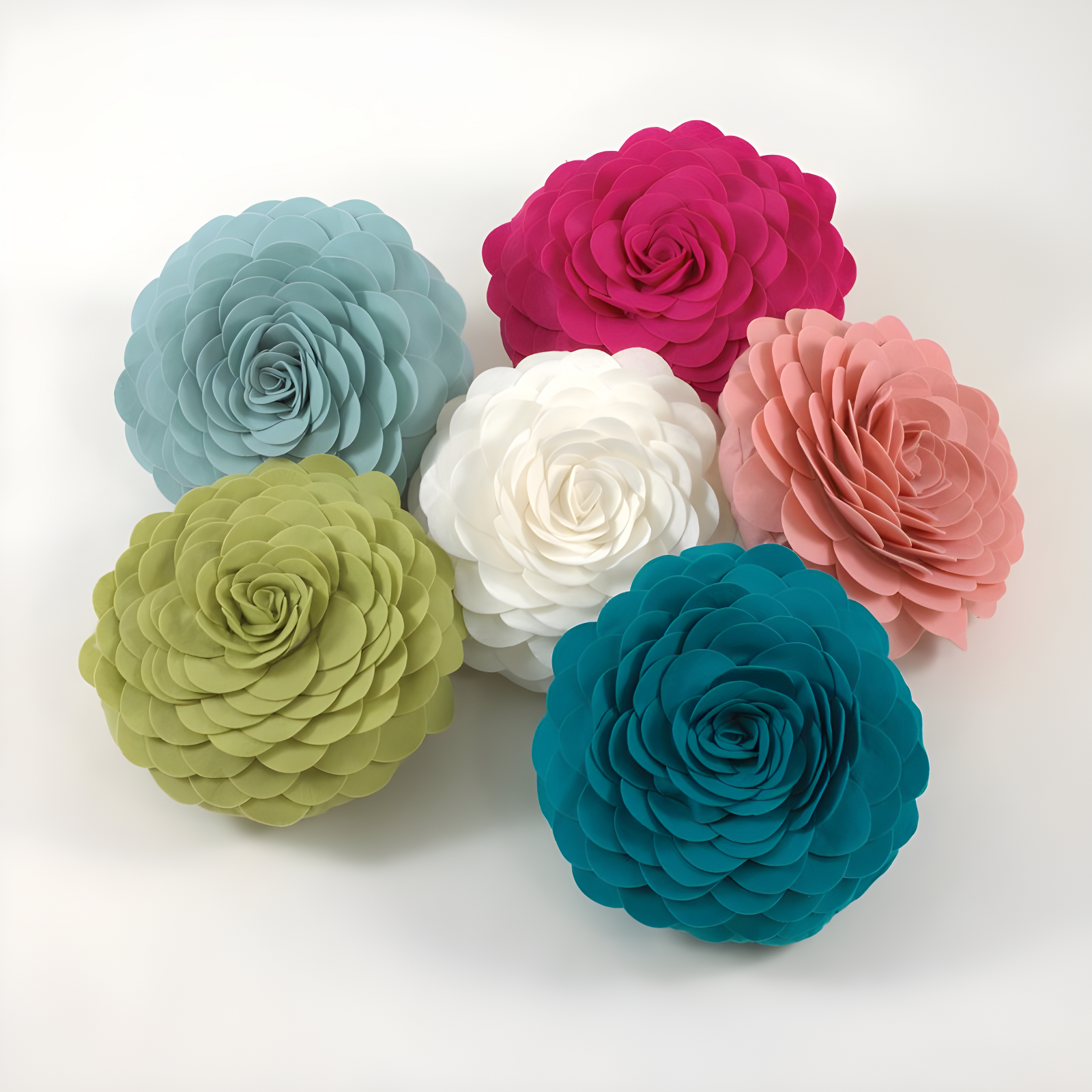Flower Appliqued Felt Throw Pillow