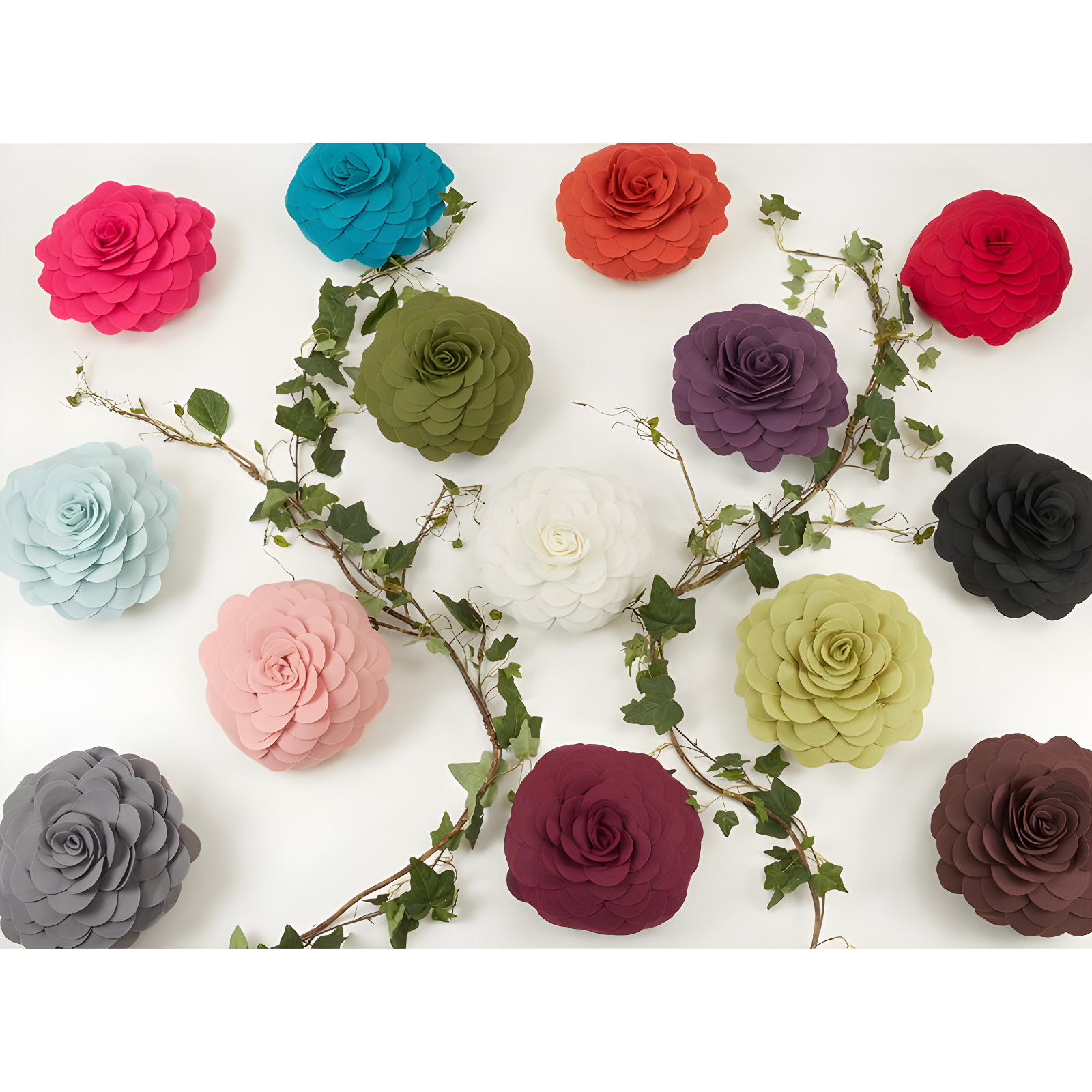 Flower Appliqued Felt Throw Pillow