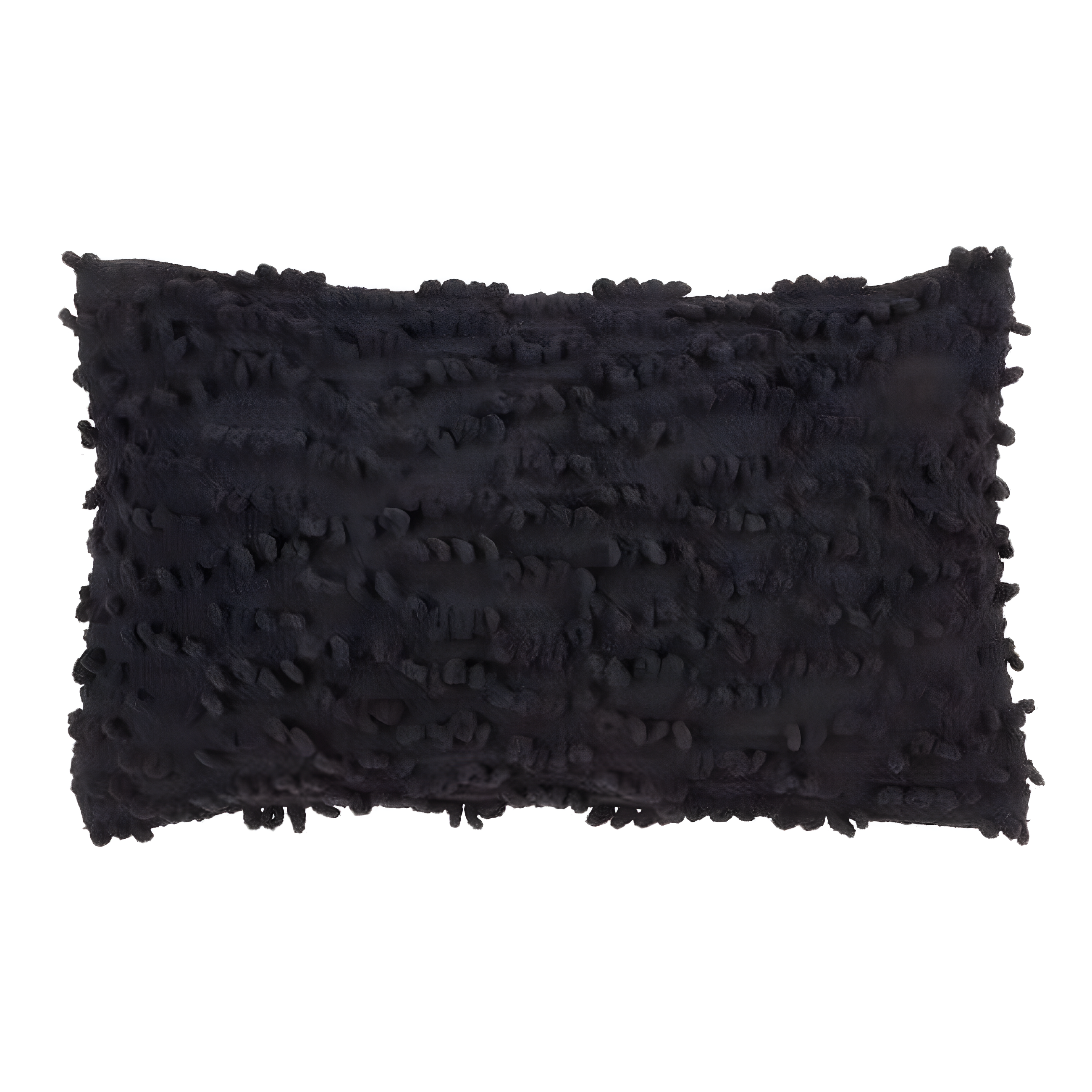 Saro Lifestyle Down-Filled Nubby Design Throw Pillow, Black, 12"x20"