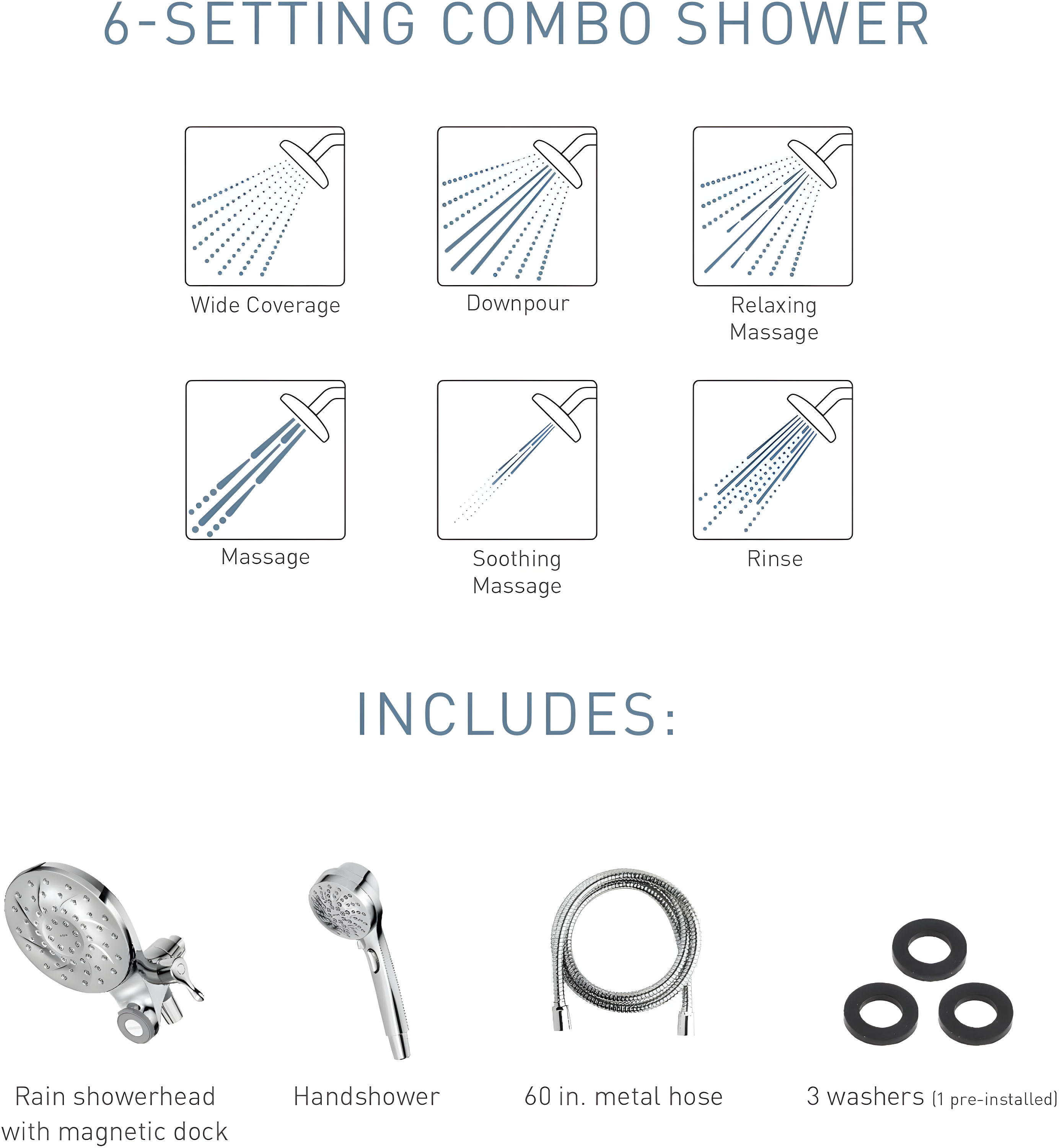 Engage Multi Function Dual Shower Head with Magnetix