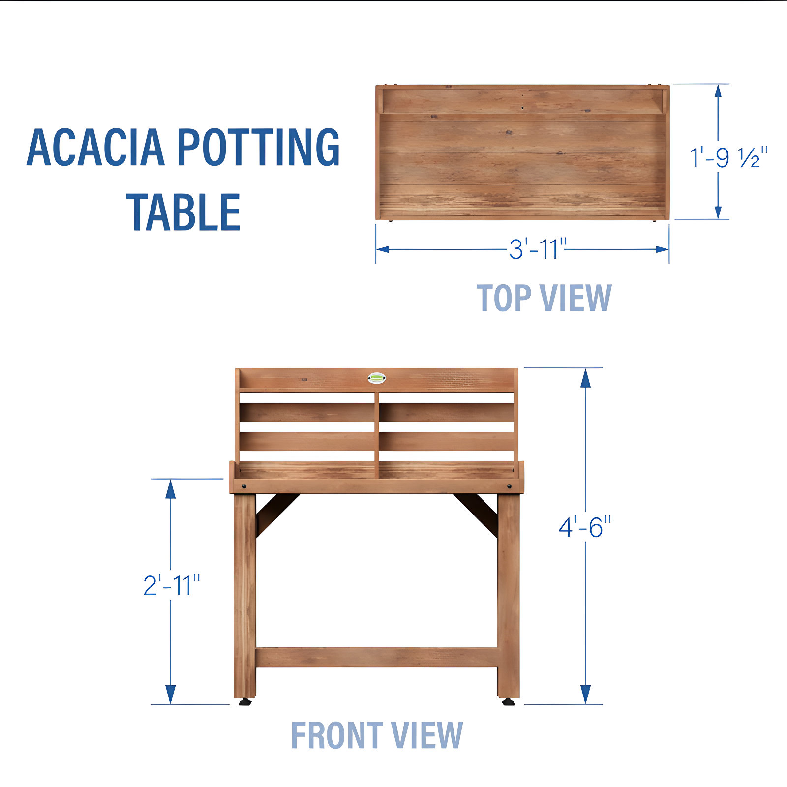 Backyard Discovery Backyard Discovery Acacia Wood Garden Potting Bench & Serving Bar with Lower Storage Shelf