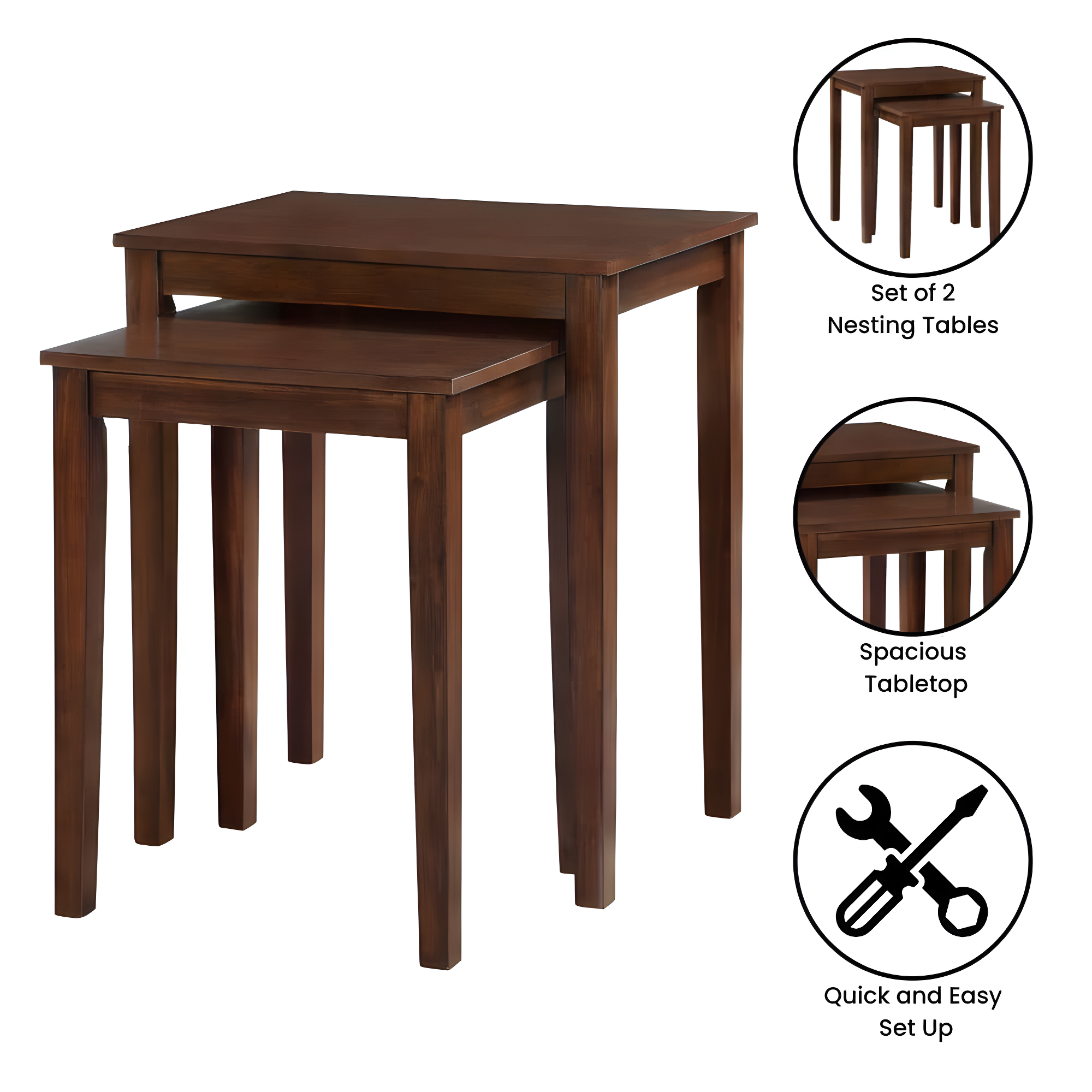 Convenience Concepts American Heritage Nesting End Tables, Espresso