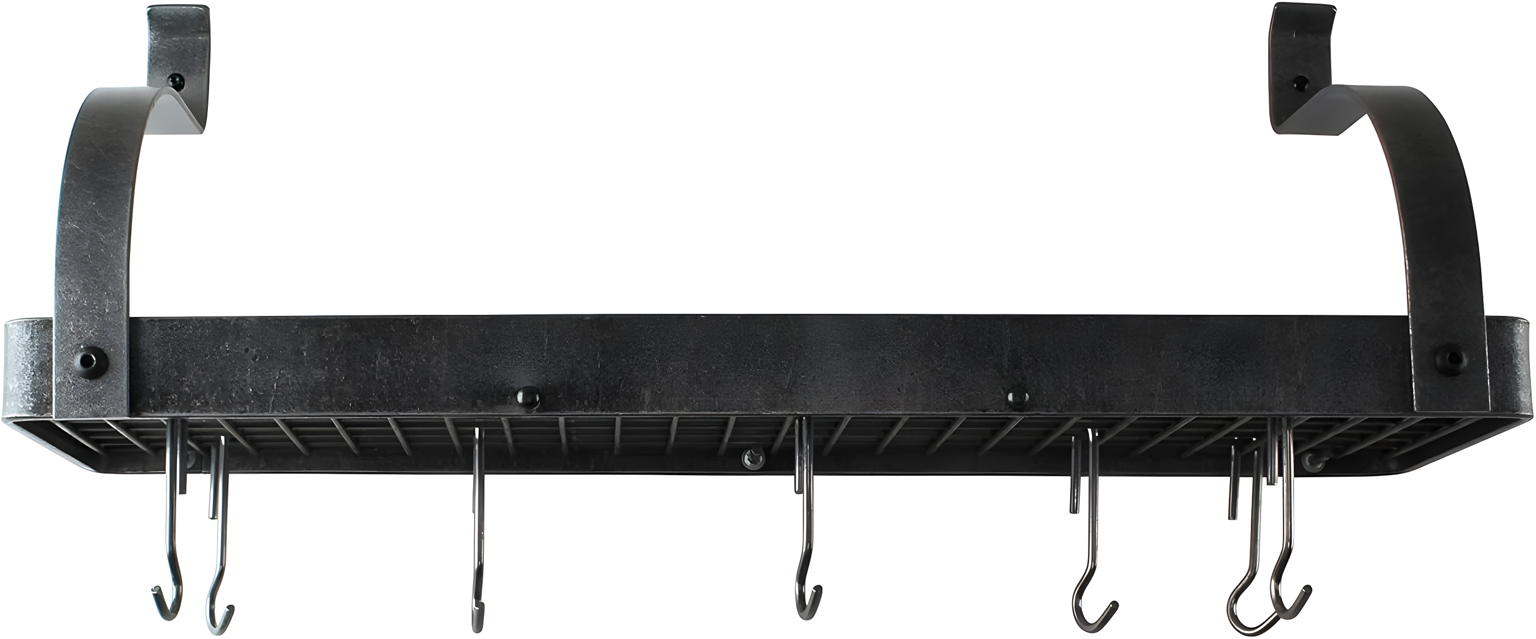 Handcrafted Gourmet Bookshelf Wall Rack with Curved Arms & 12 Hooks