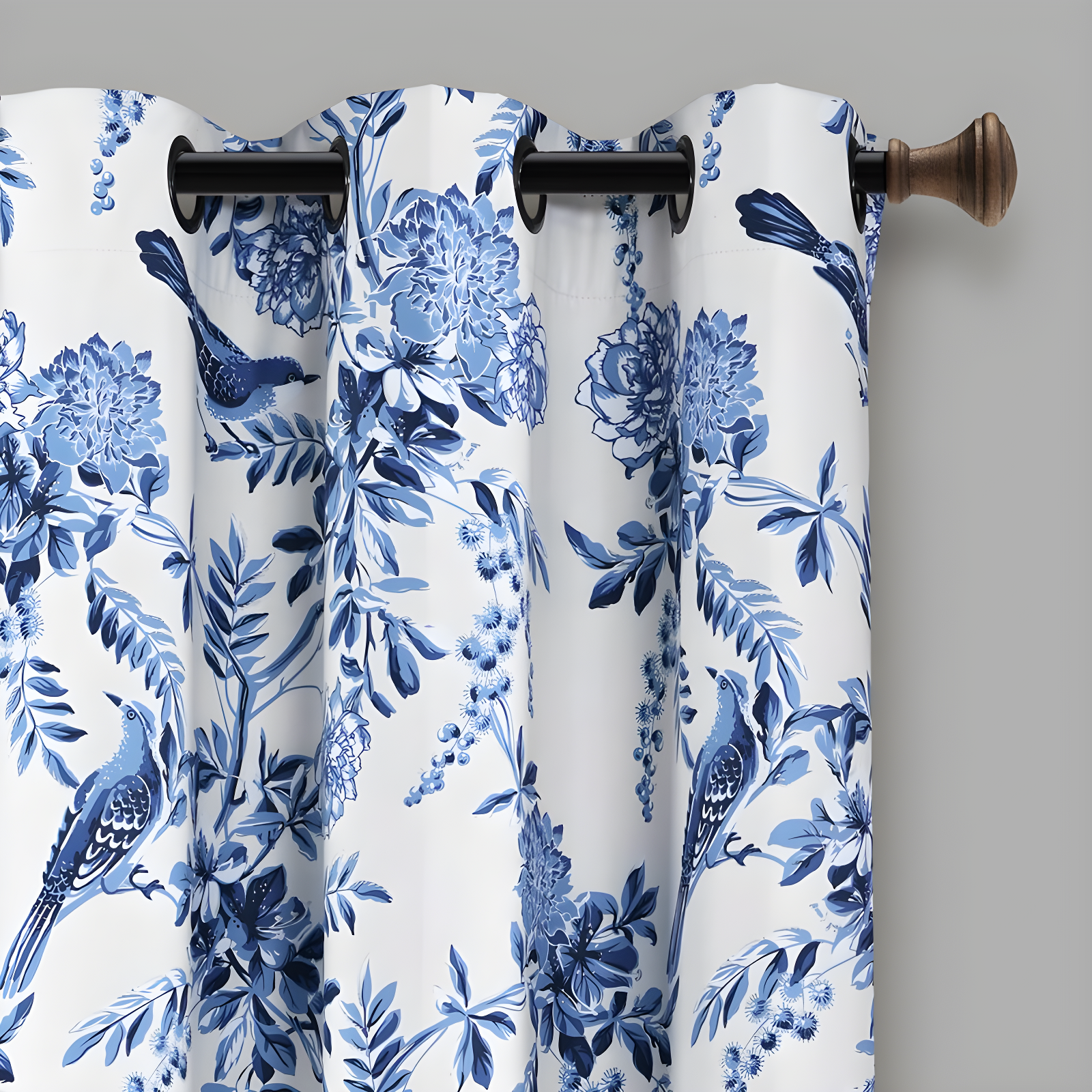 Lush Decor Farmhouse Bird And Flower Polyester Curtain Pair (Set of 2)