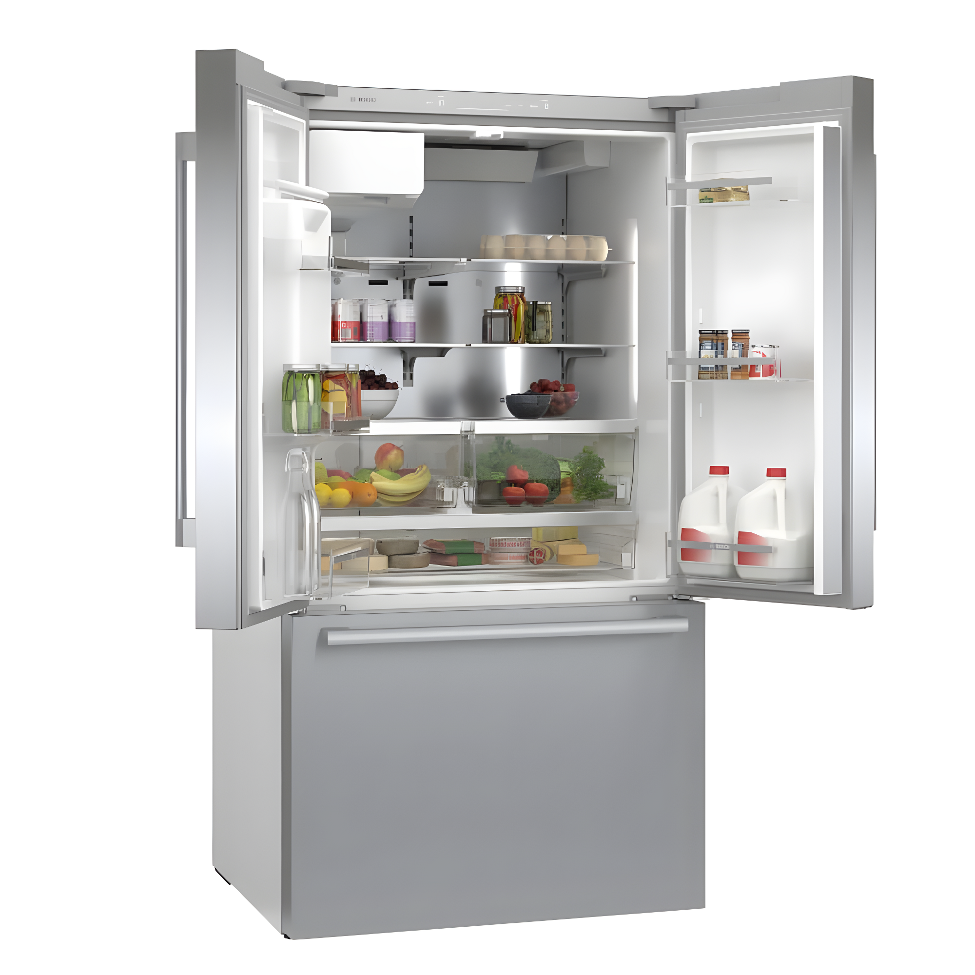 Bosch - 500 Series 36-Inch Smart French Door Standard-Depth Refrigerator With Quickicepro, Anti-Fingerprint, External Water & Ice, Home Connect