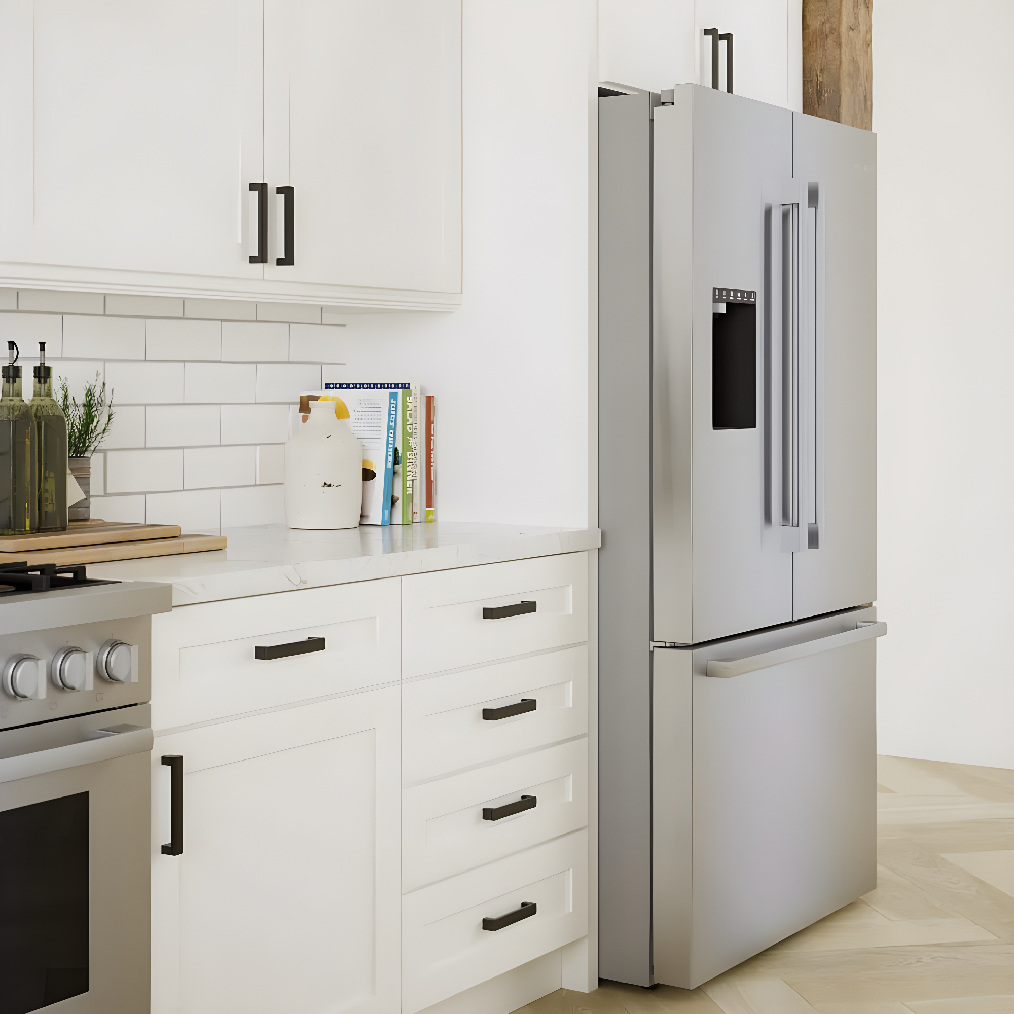 Bosch - 500 Series 36-Inch Smart French Door Standard-Depth Refrigerator With Quickicepro, Anti-Fingerprint, External Water & Ice, Home Connect