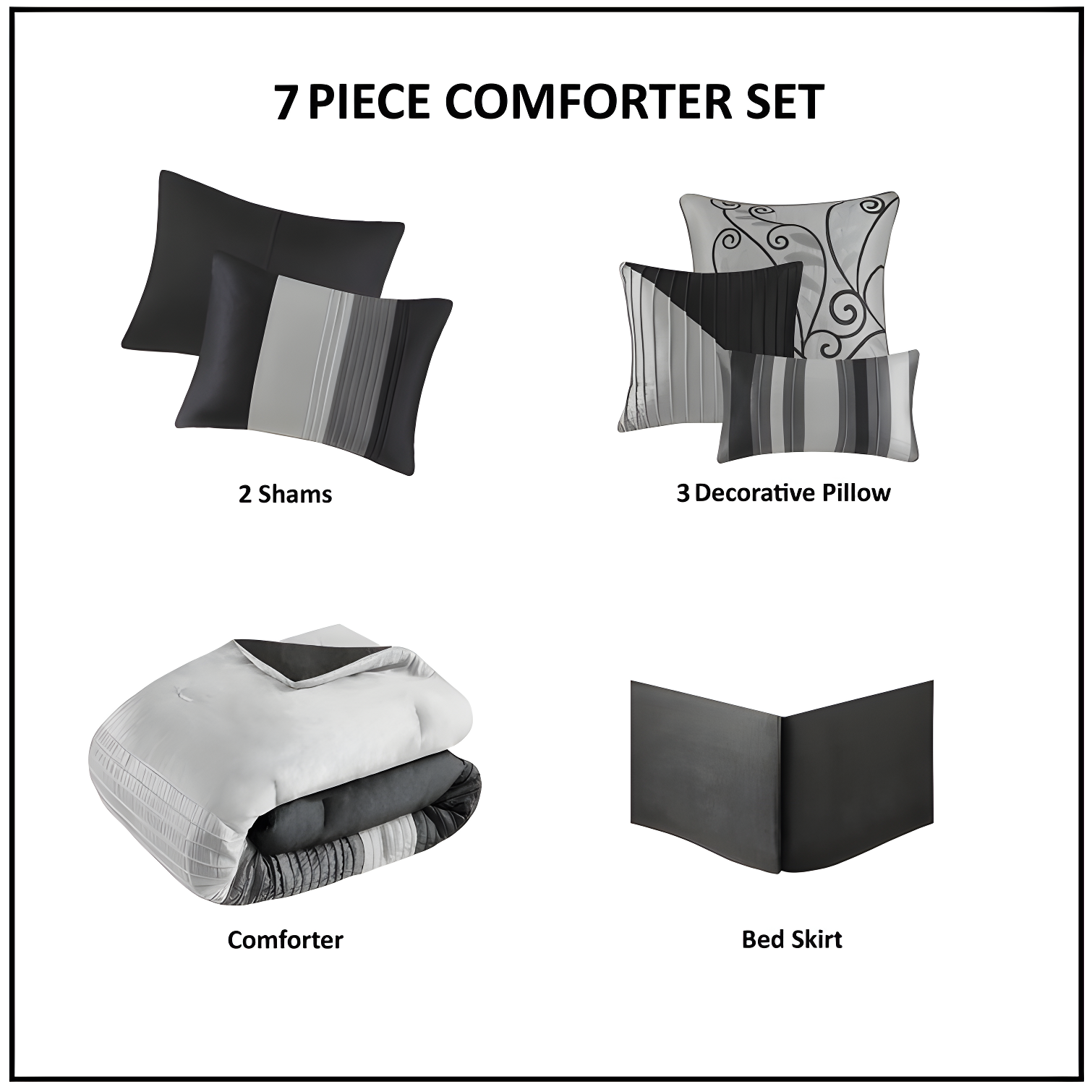 Madison Park Amherst 7 Piece Striped and Pleated Comforter Set