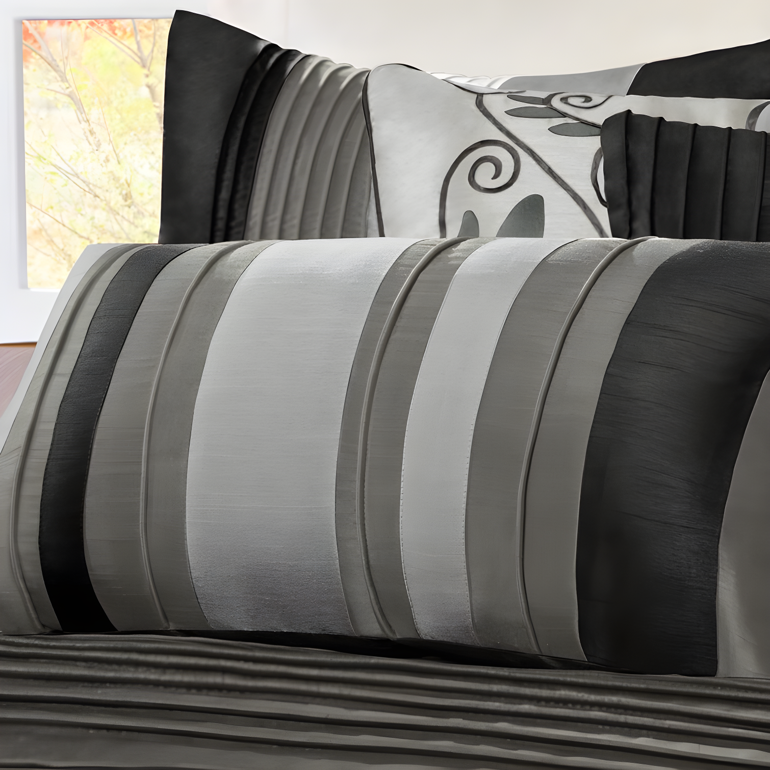 Madison Park Amherst 7 Piece Striped and Pleated Comforter Set