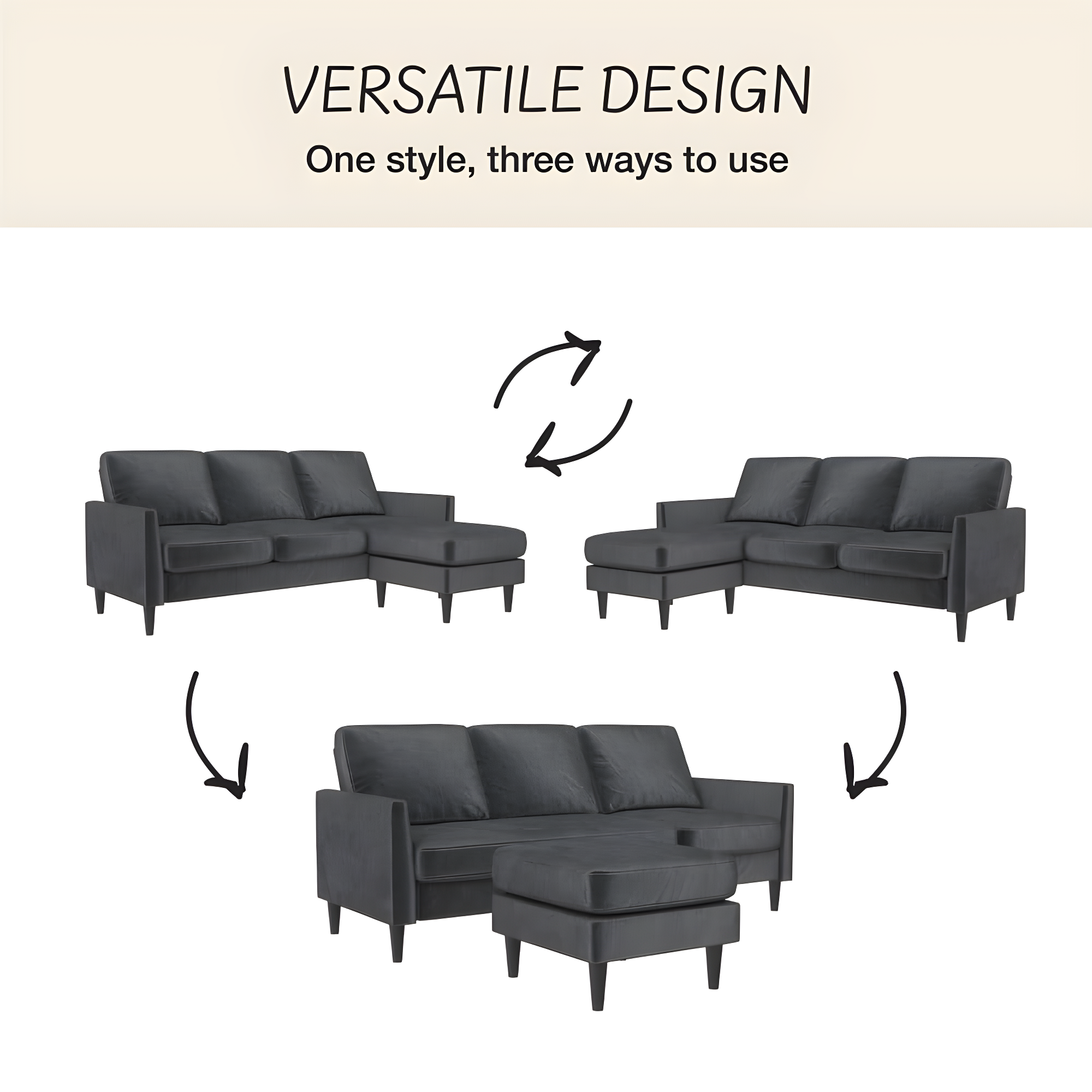 Winston 81.5" Wide Reversible Sofa & Chaise with Ottoman