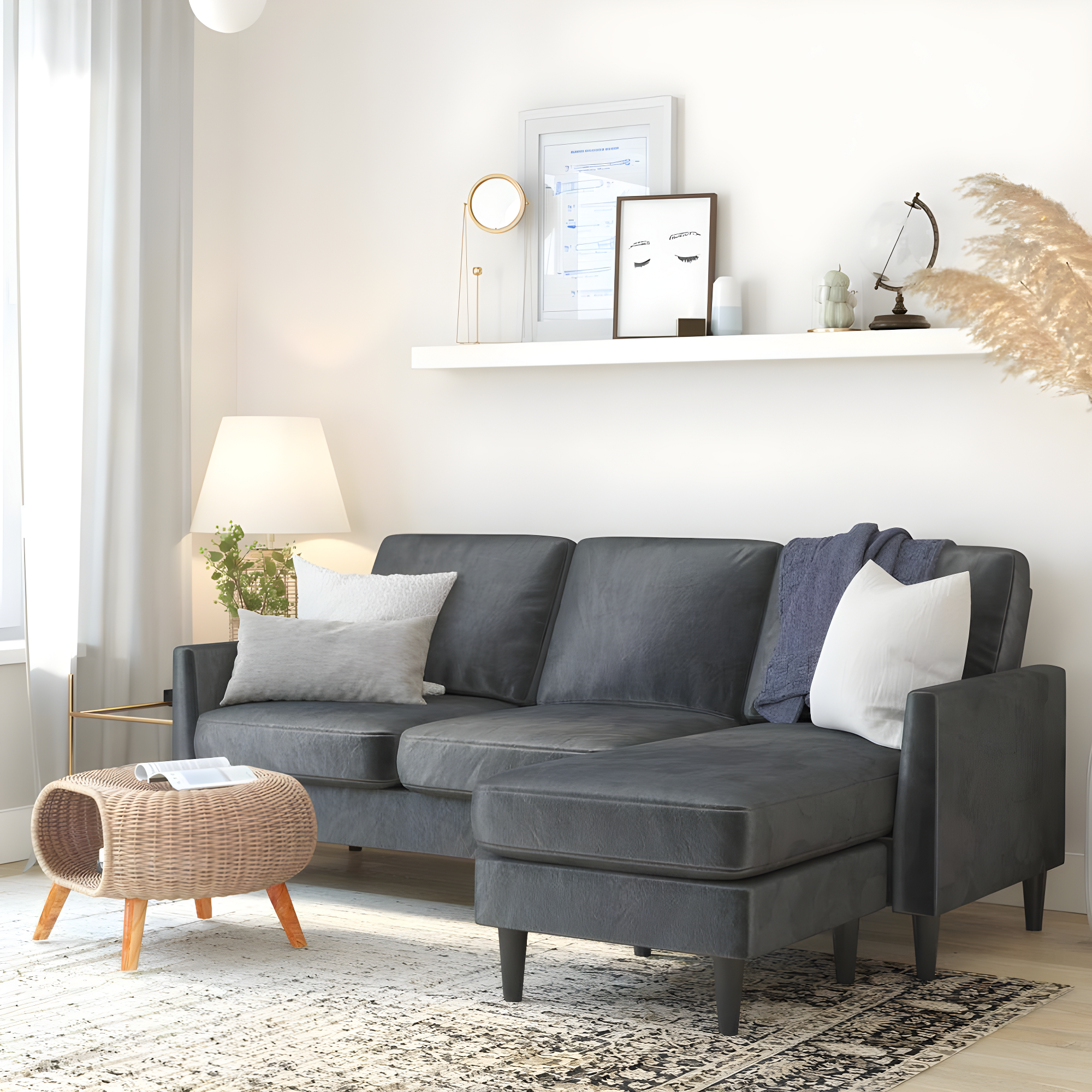 Winston 81.5" Wide Reversible Sofa & Chaise with Ottoman
