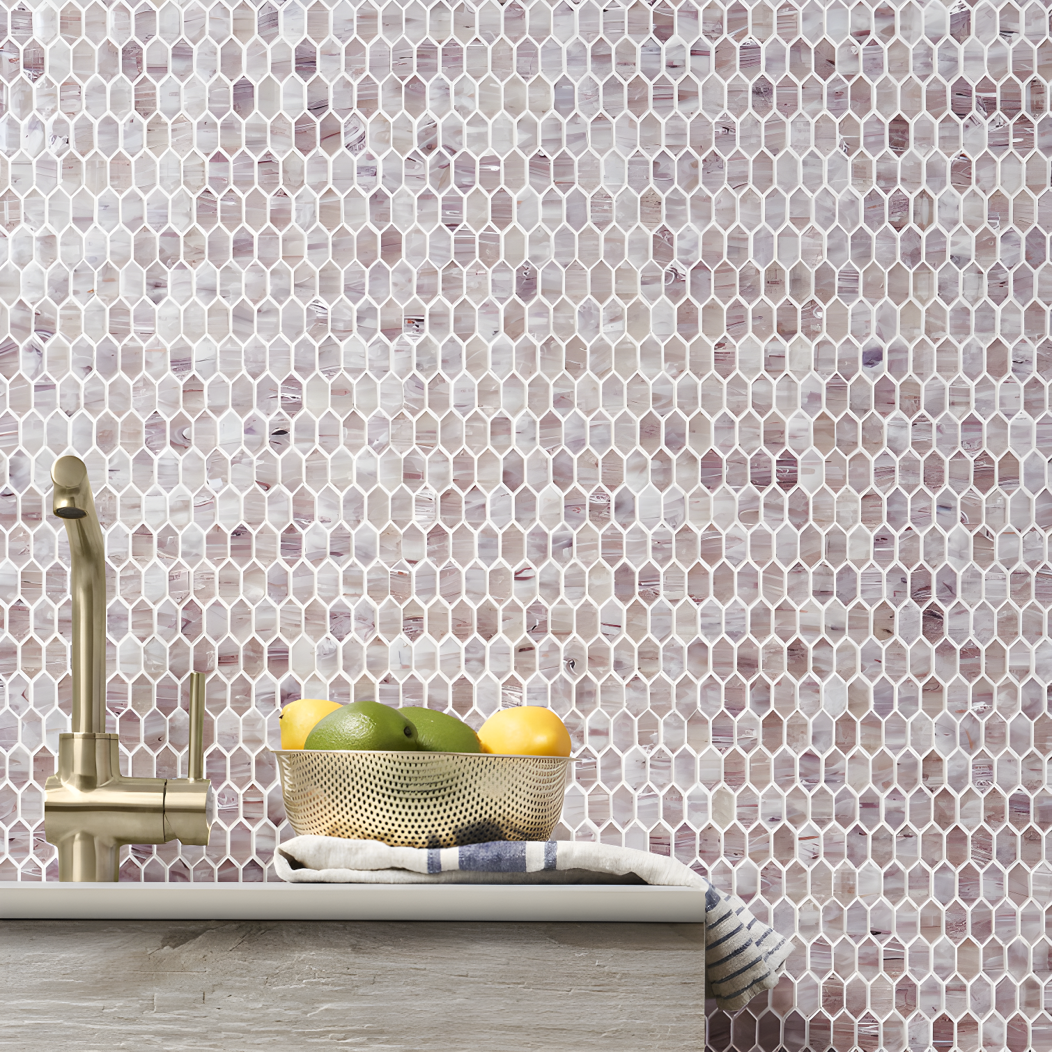 Whisper 11.61" x 11.73" Polished Mini Picket Glass Mosaic Wall Tile (0.94 Sq. Ft. / each)