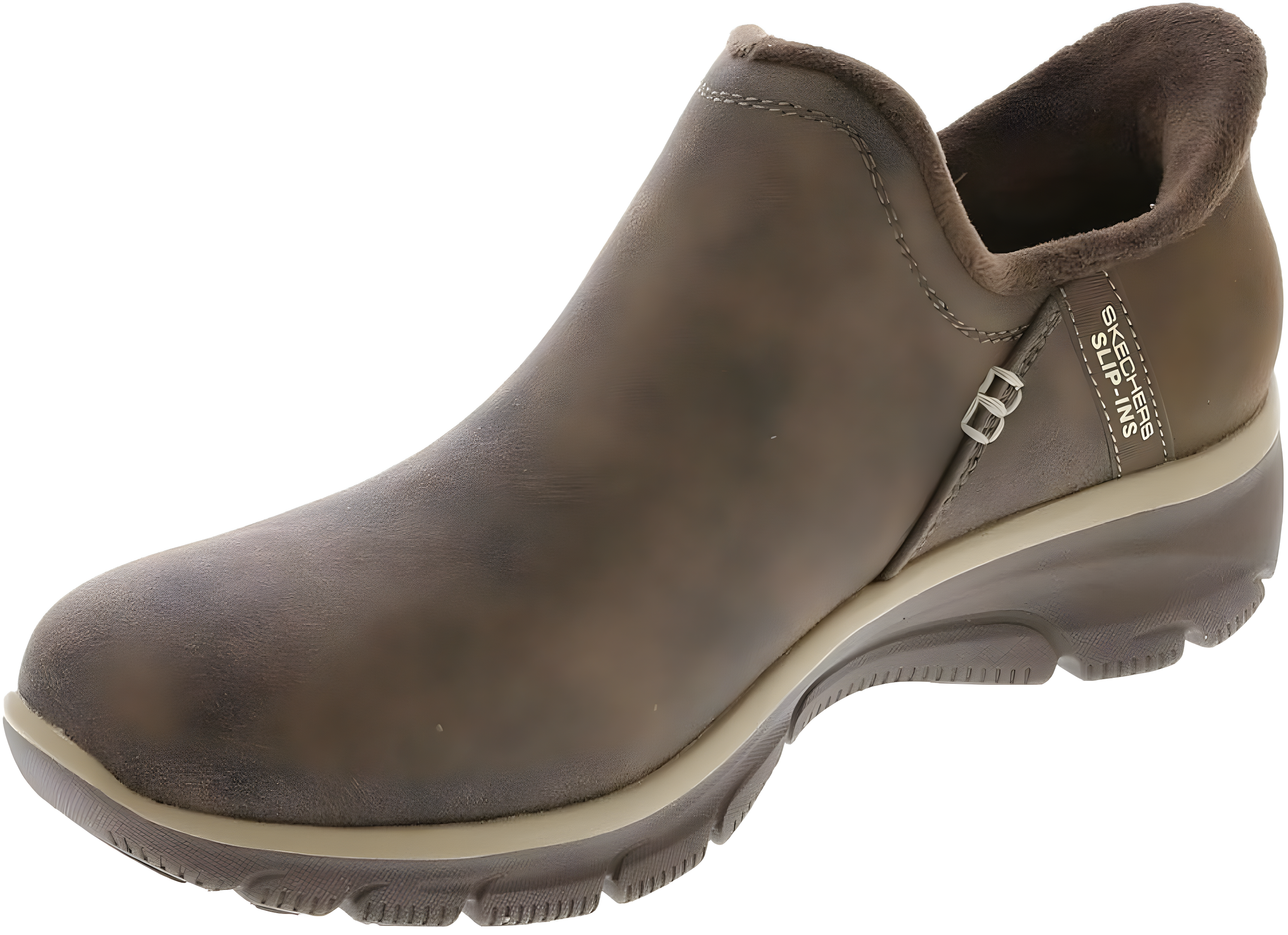 Chocolate Faux Leather Slip-On Clogs with Fur Lining