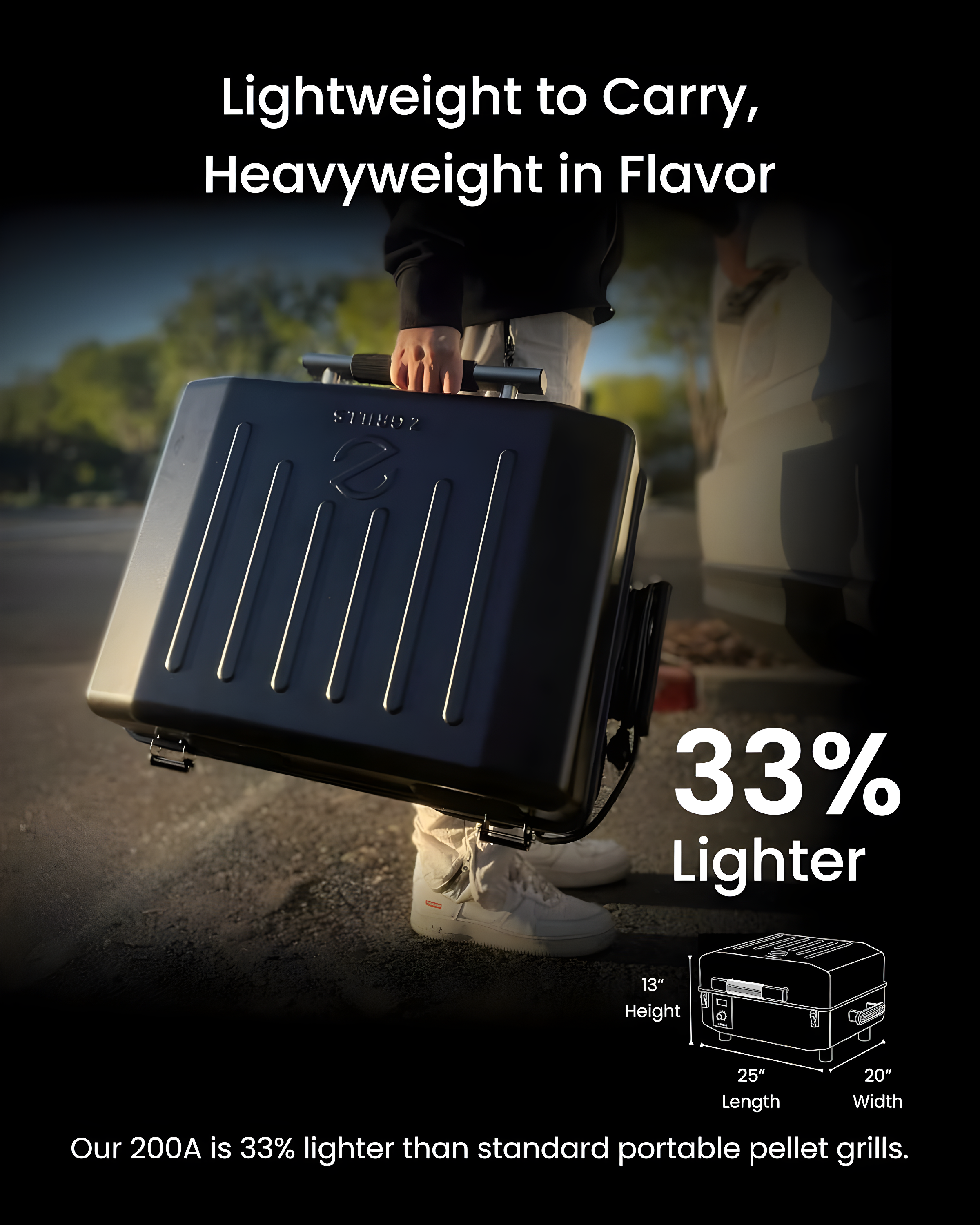 Portable Black Alloy Steel Wood Pellet Tabletop Grill