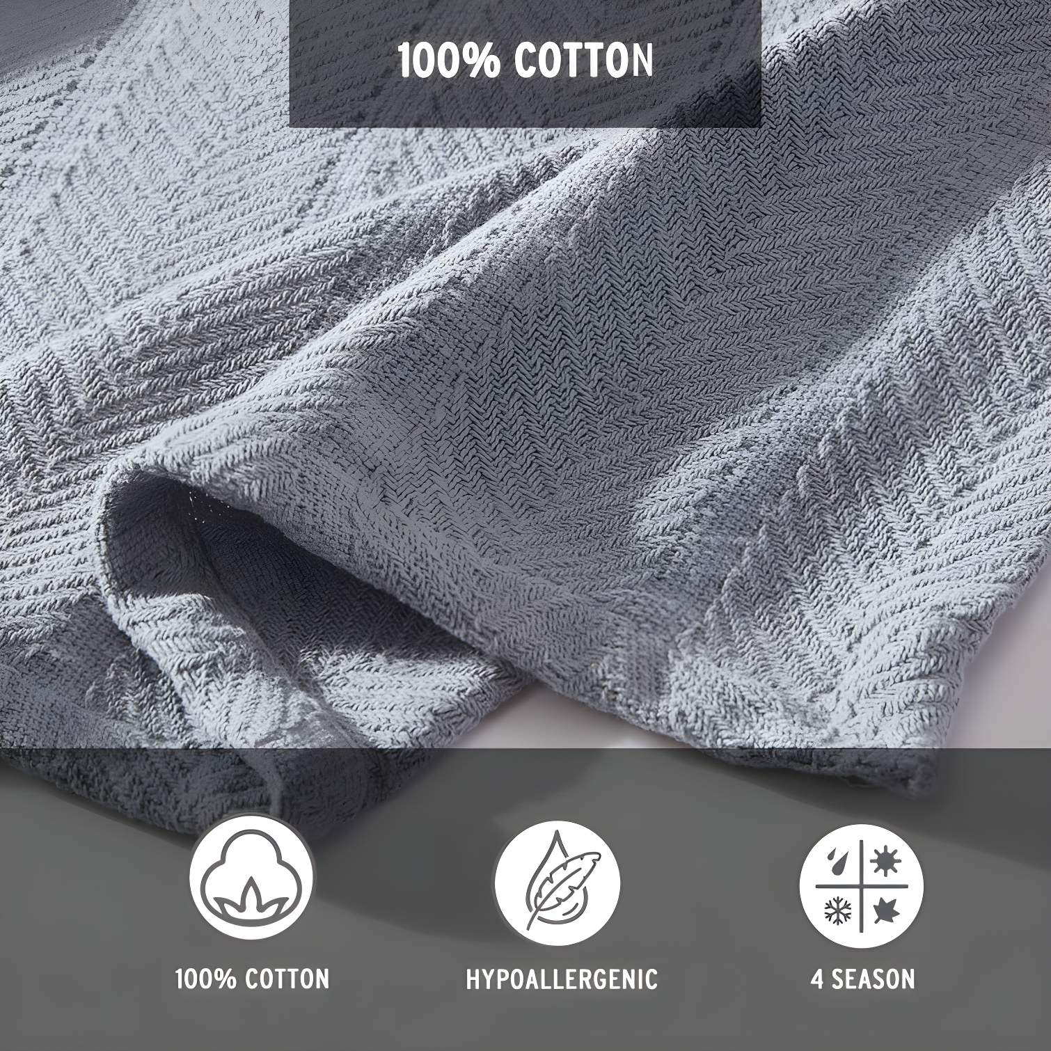 Eddie Bauer Herringbone Cotton Reversible Blanket