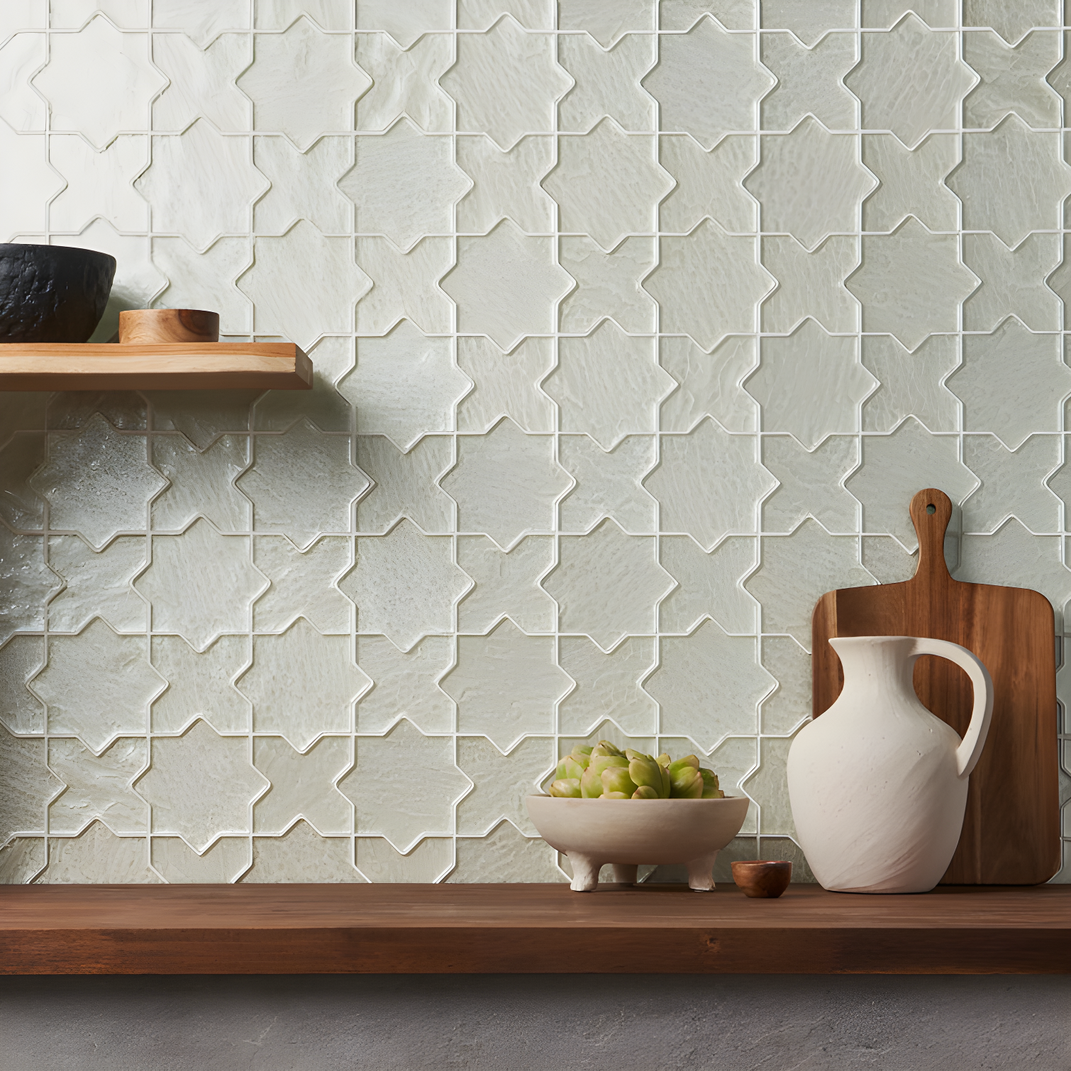Karma 8.34 In. X 8.34 In. Star Cross Polished Glass Mosaic Wall Tile (0.48 Sq. Ft. / Each)