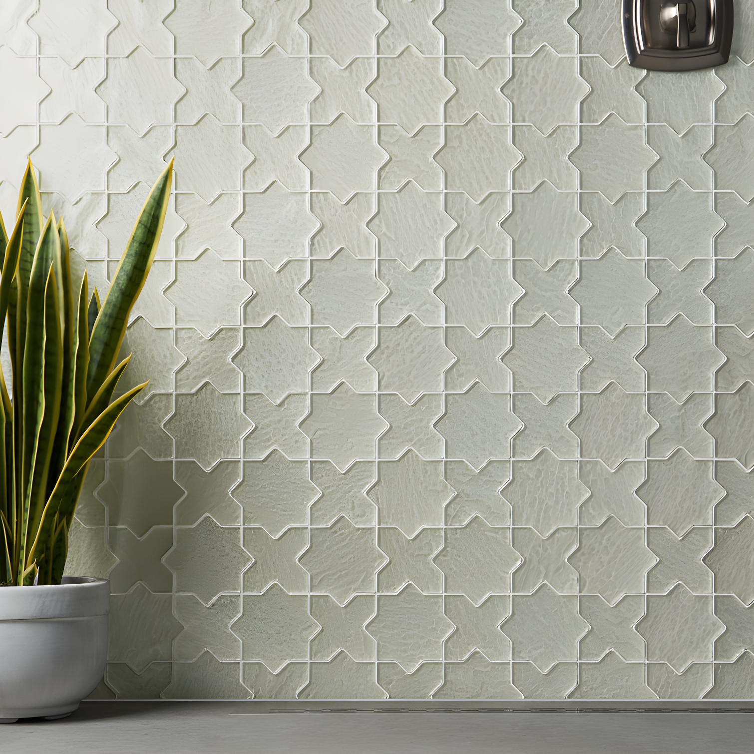 Karma 8.34 In. X 8.34 In. Star Cross Polished Glass Mosaic Wall Tile (0.48 Sq. Ft. / Each)
