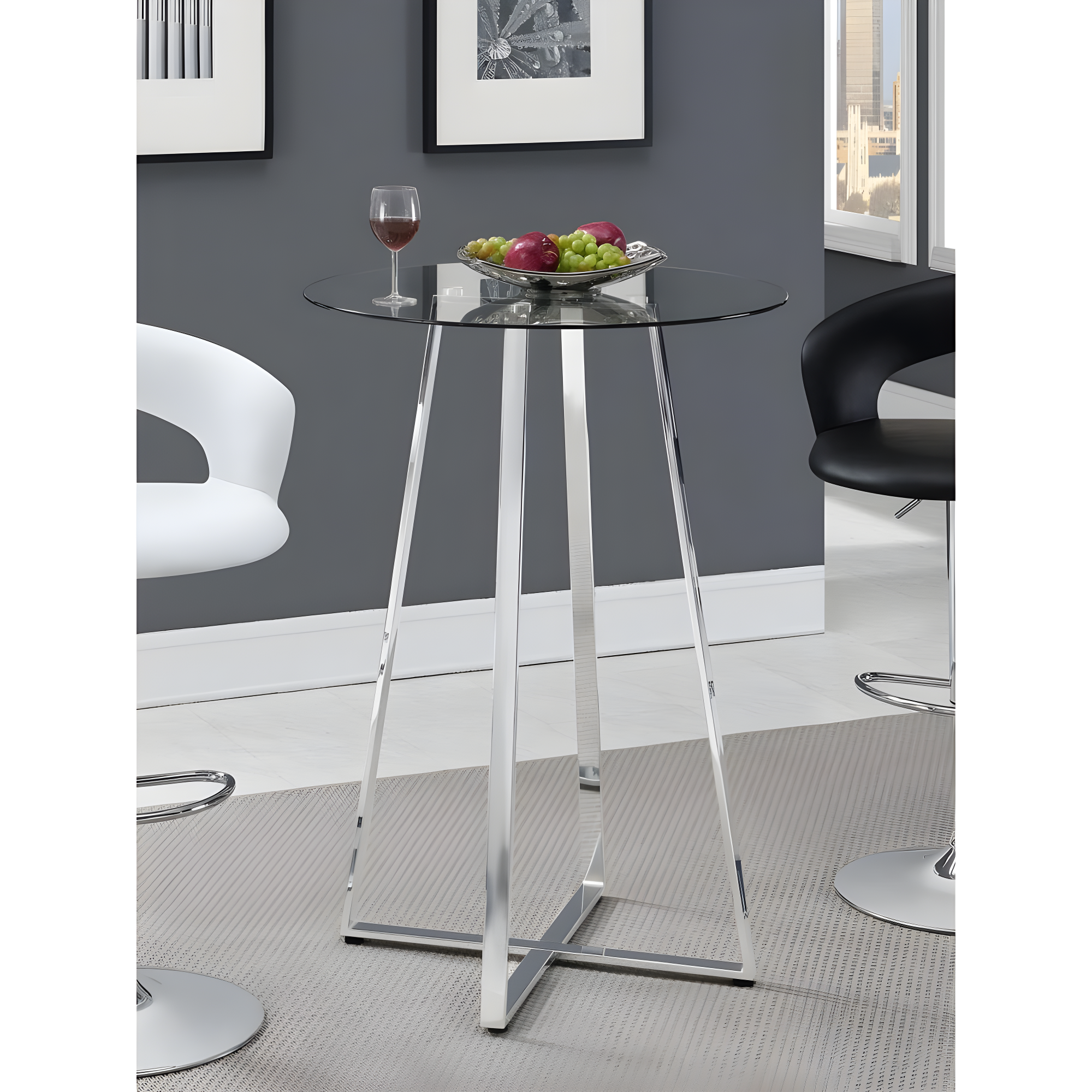 Coaster Company Zanella Round Glass Pub Table, Chrome
