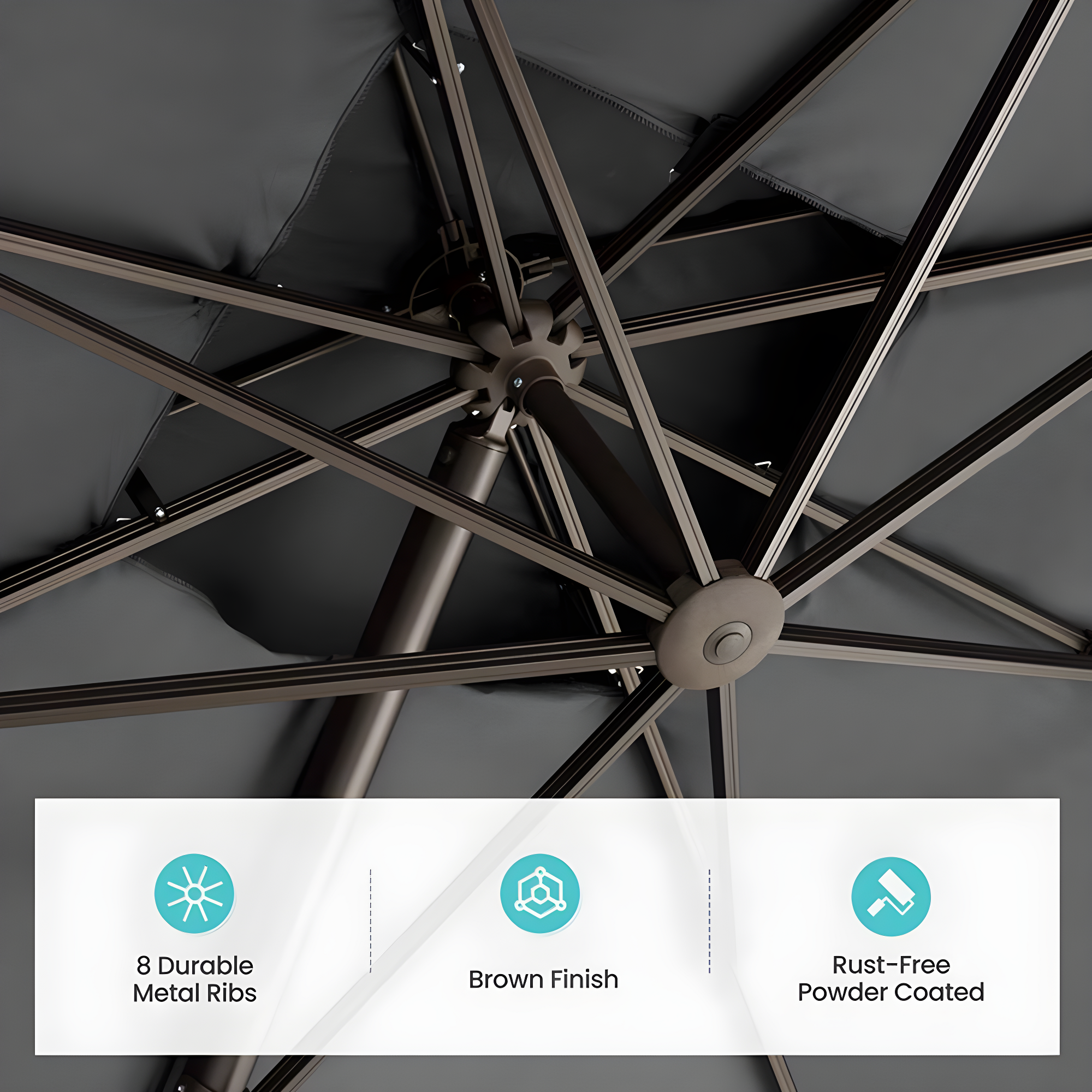 Crestlive Products Outdoor Rectangular Patio Offset Cantilever Umbrella with 360-degree Rotation and 6 Shade Angles Grey