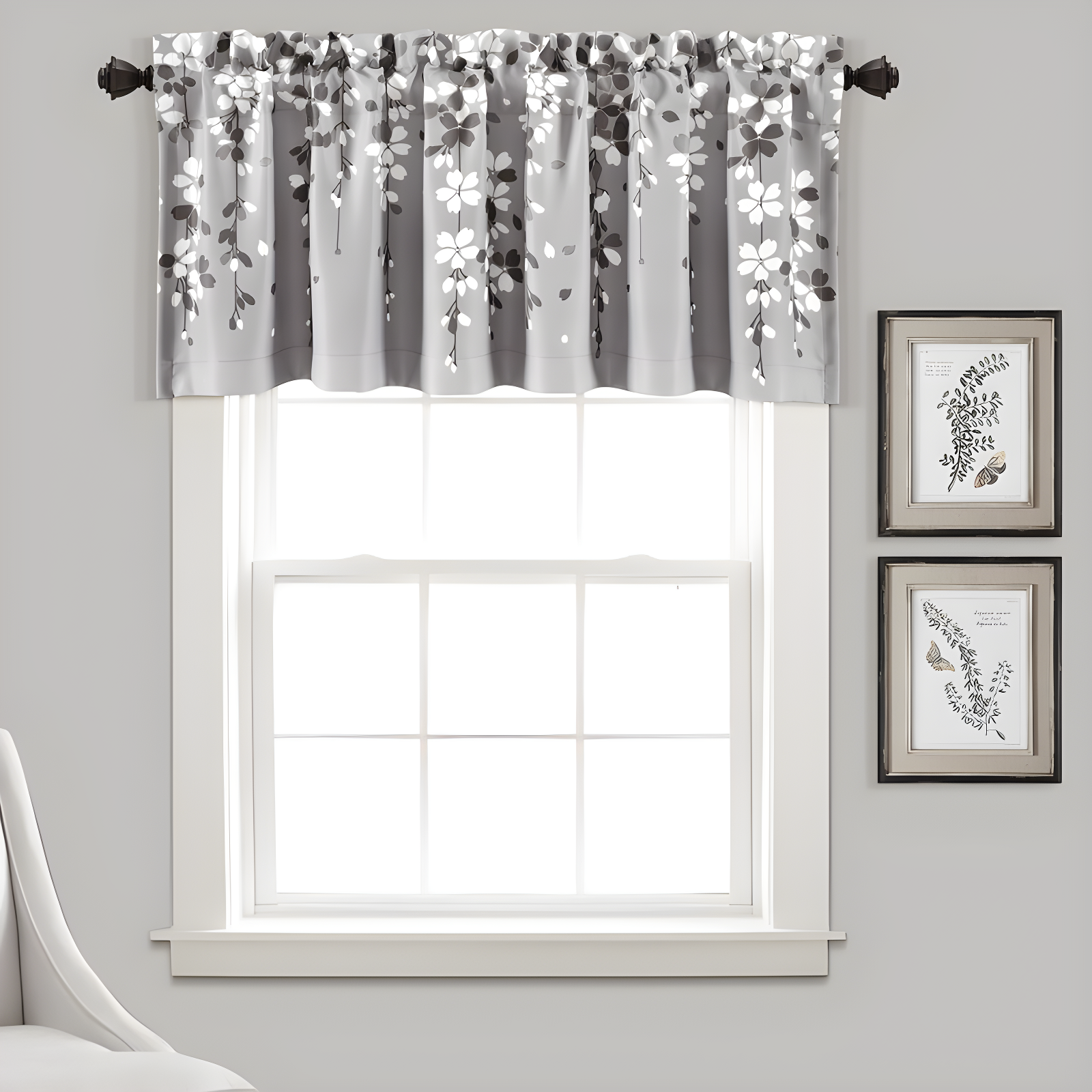 Floral Tailored 52'' W Window Valance
