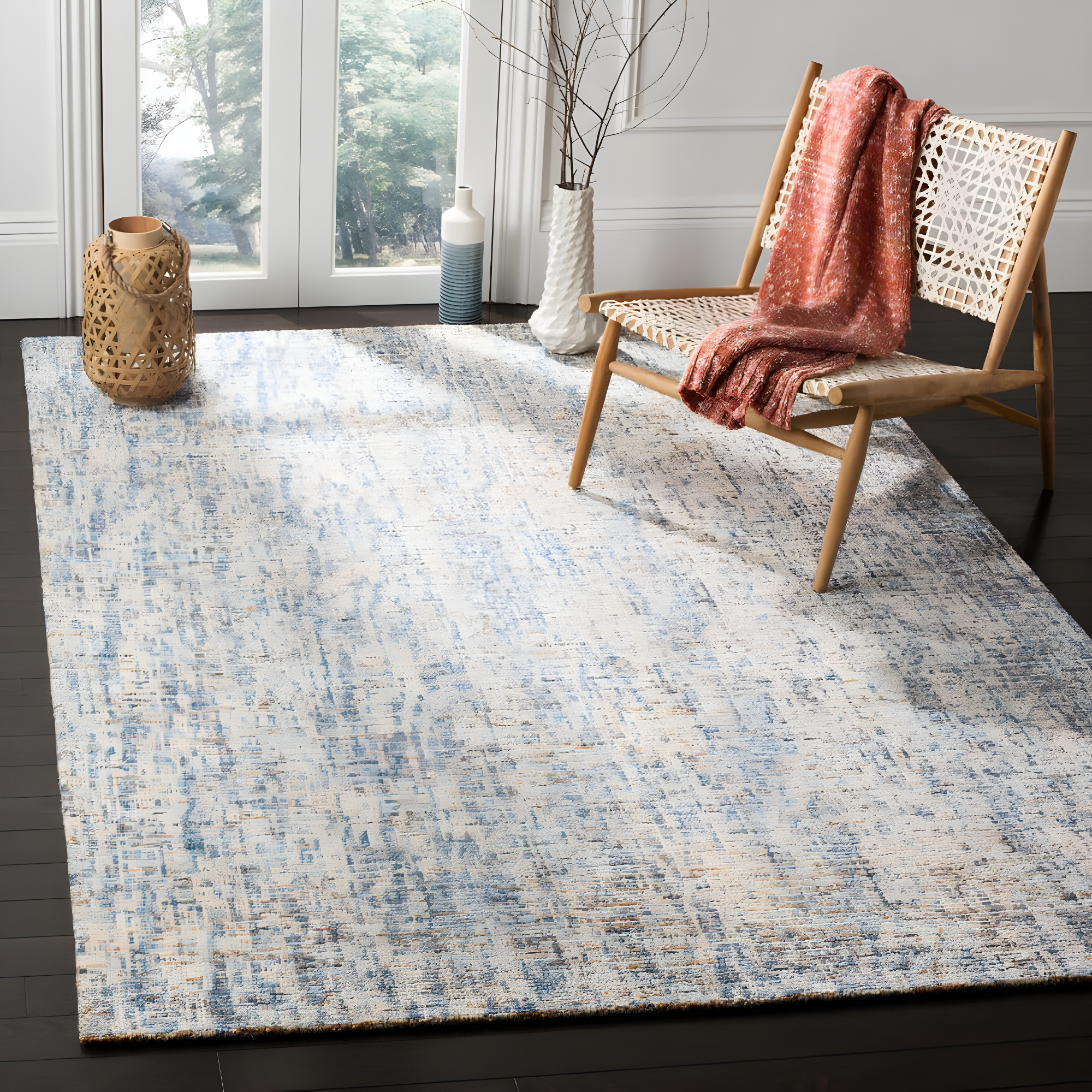 Abstract ABT468 Handmade Indoor Accent Rug - Dark Blue/Rust - 2'x3' - Safavieh