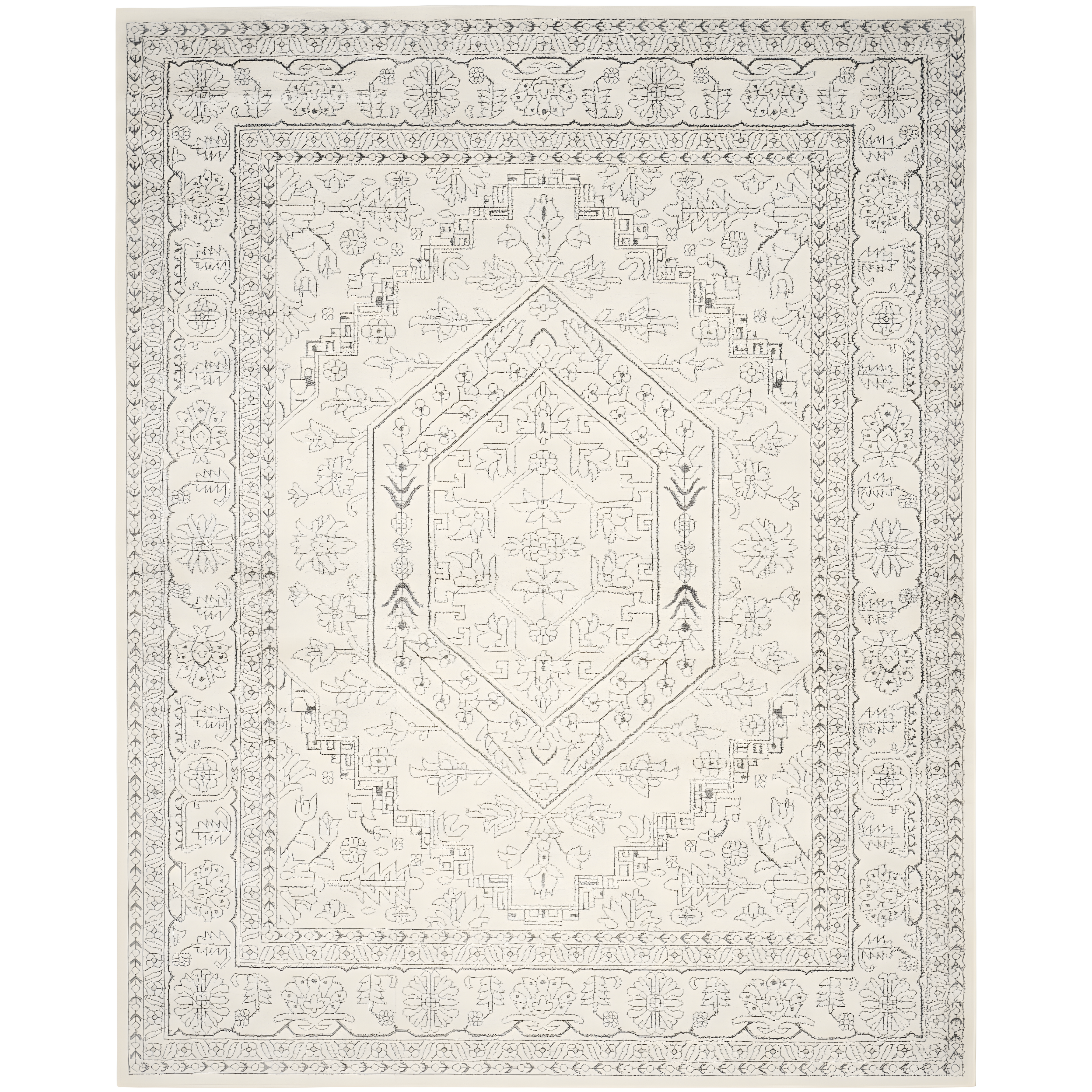 Adirondack ADR108 Power Loomed Area Rug - Ivory/Silver - 8'x10' - Safavieh.