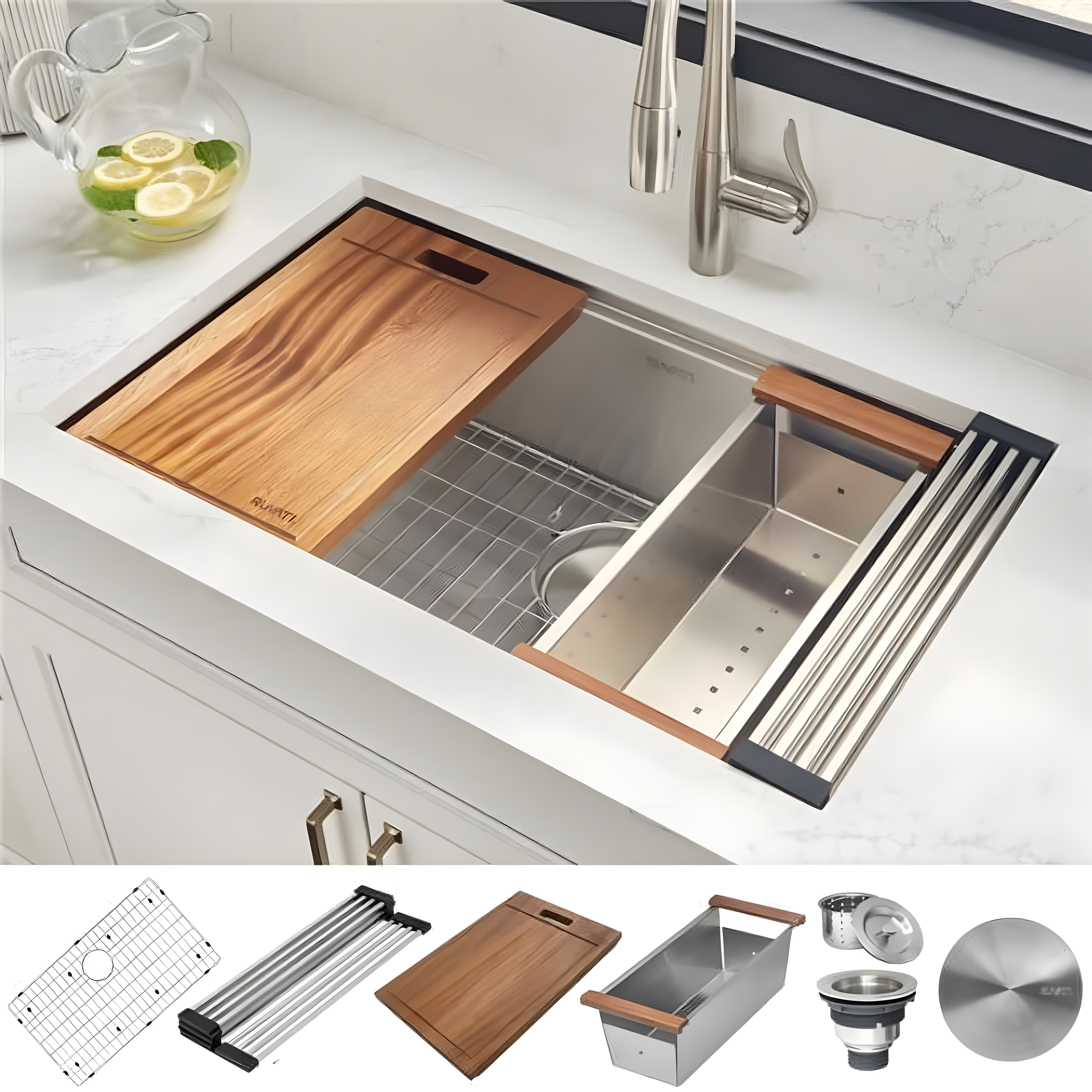 Ruvati RVH8309 Ruvati Workstation Undermount 16 Gauge Stainless Steel Kitchen Sink Single Bowl