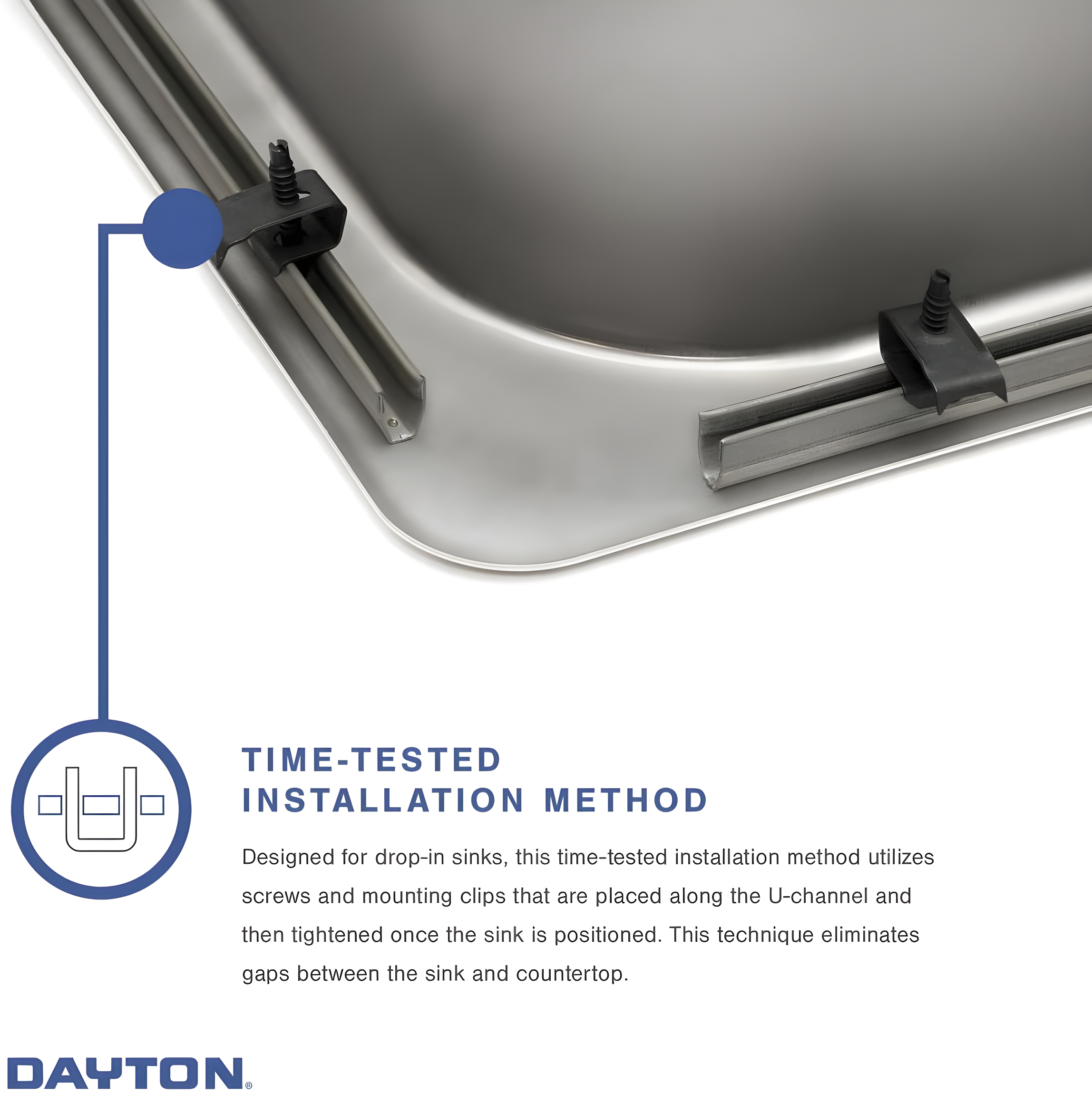 Dayton D125223 Single Bowl Drop-in Stainless Steel Sink, , 25 x 22 22 Gauge 3 Faucet Holes