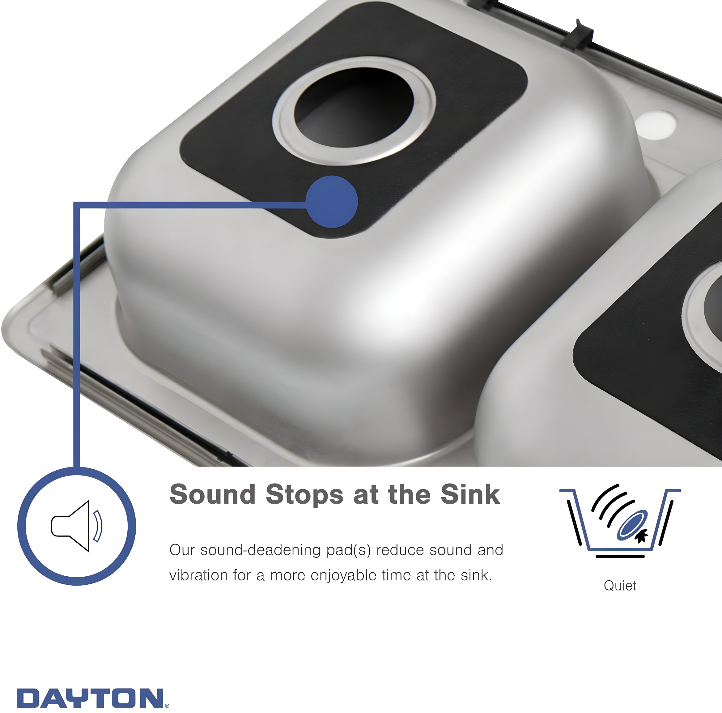 Dayton D125223 Single Bowl Drop-in Stainless Steel Sink, , 25 x 22 22 Gauge 3 Faucet Holes