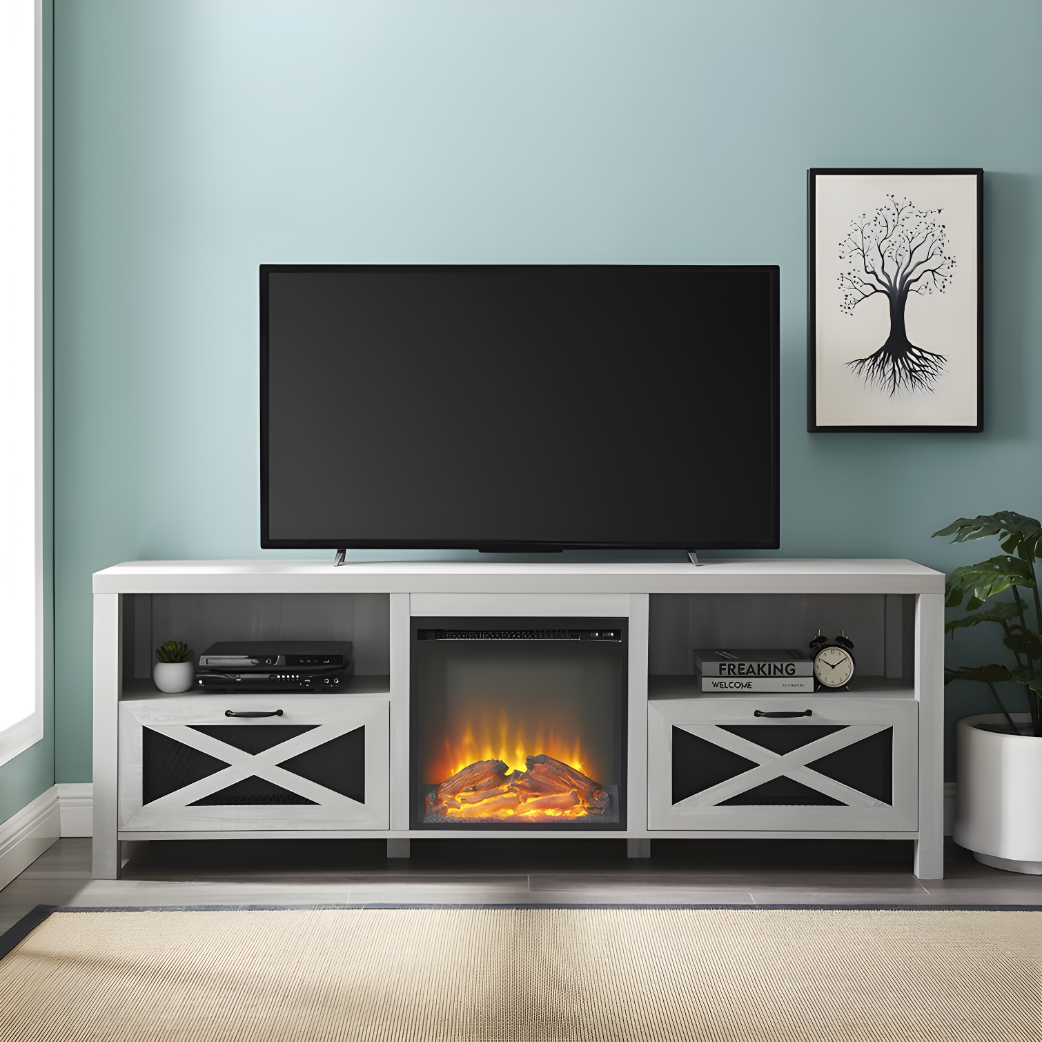 Tansey 70" Media Console with Electric Fireplace
