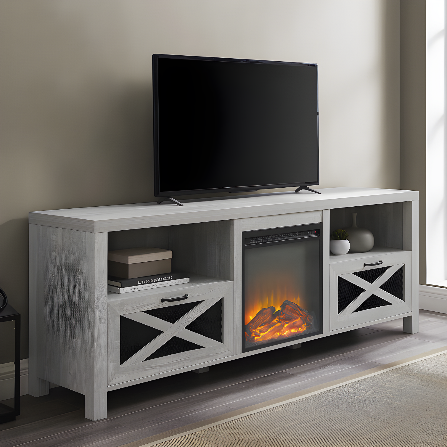 Tansey 70" Media Console with Electric Fireplace