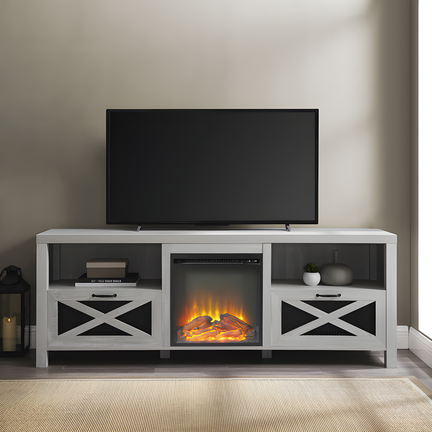 Tansey 70" Media Console with Electric Fireplace