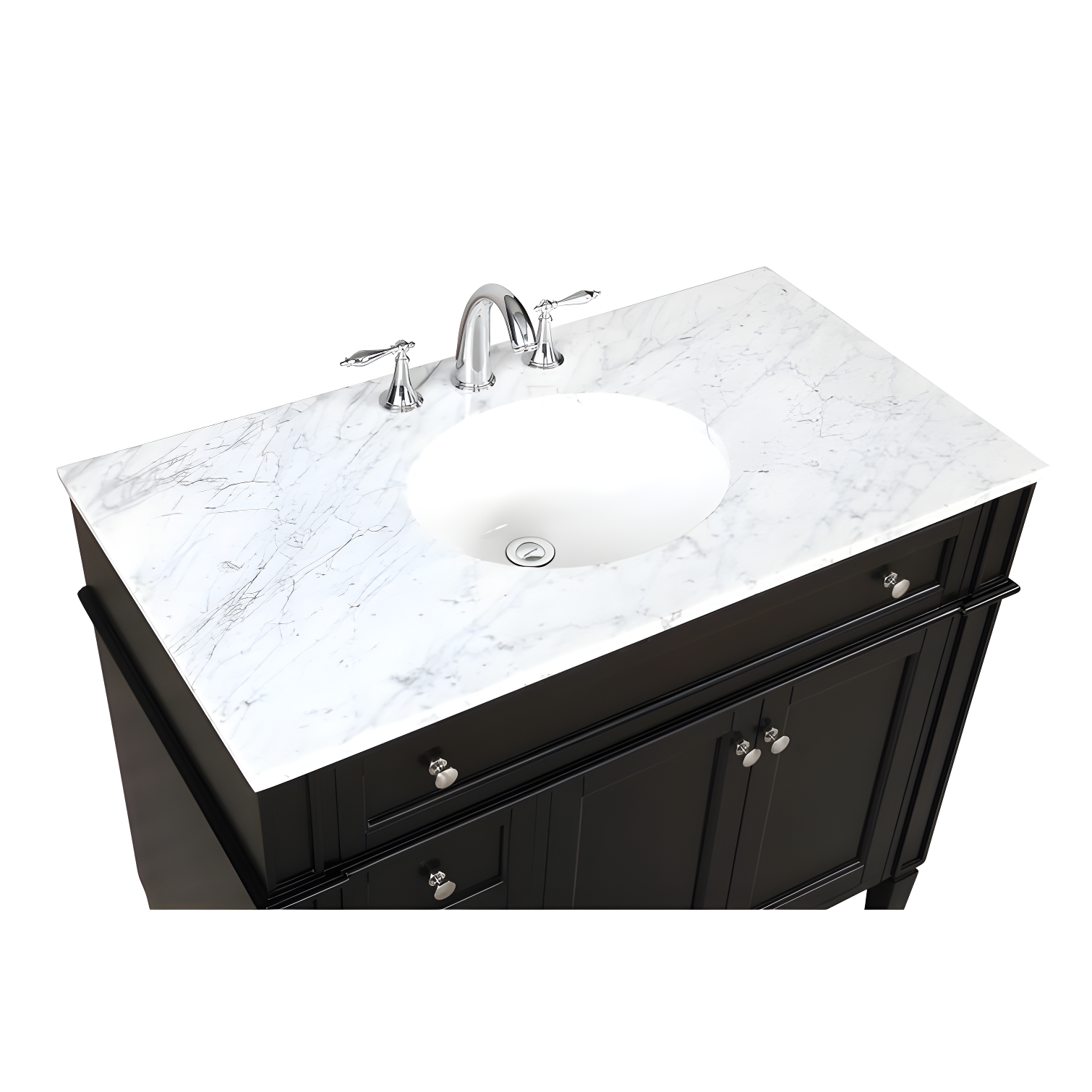 Rukie 40" Free-Standing Single Bathroom Vanity Set with Marble Vanity Top
