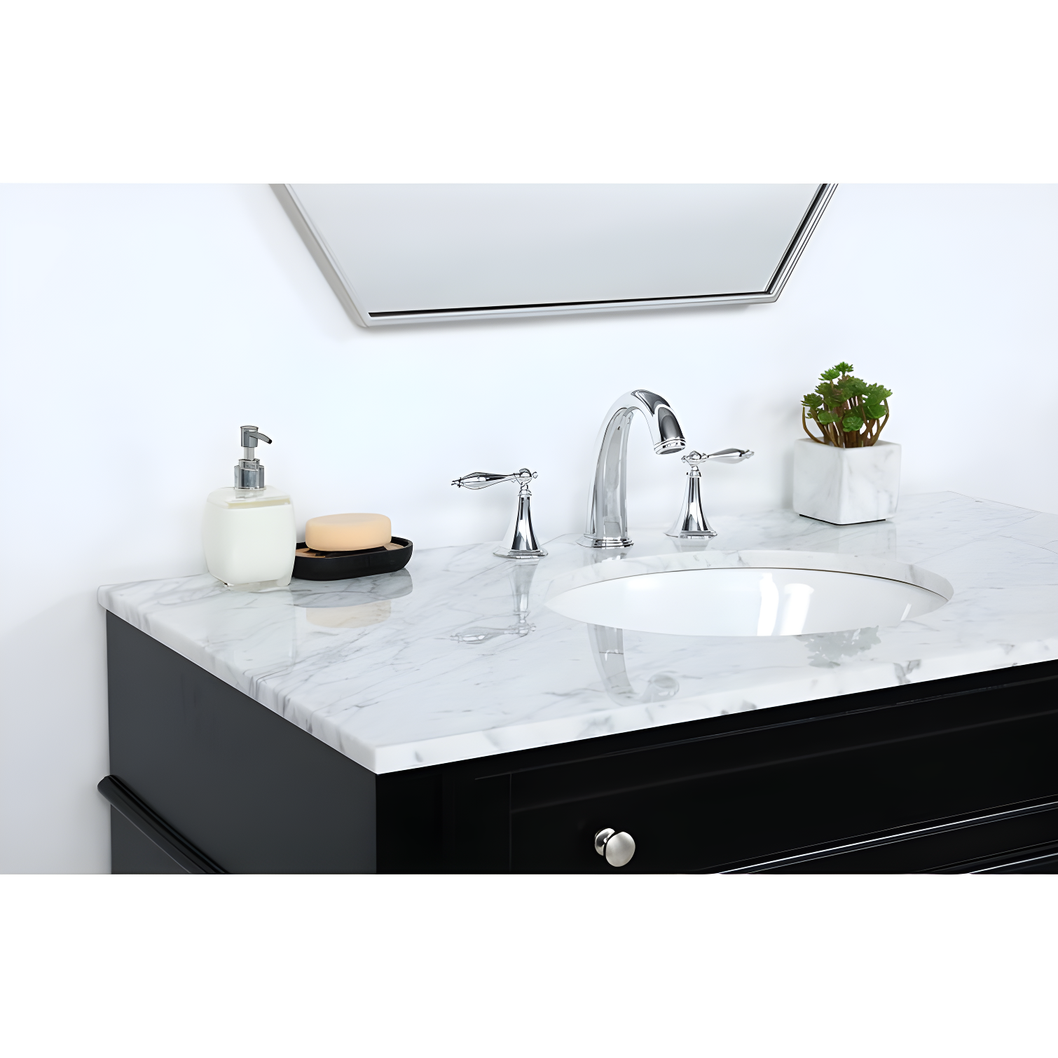 Rukie 40" Free-Standing Single Bathroom Vanity Set with Marble Vanity Top