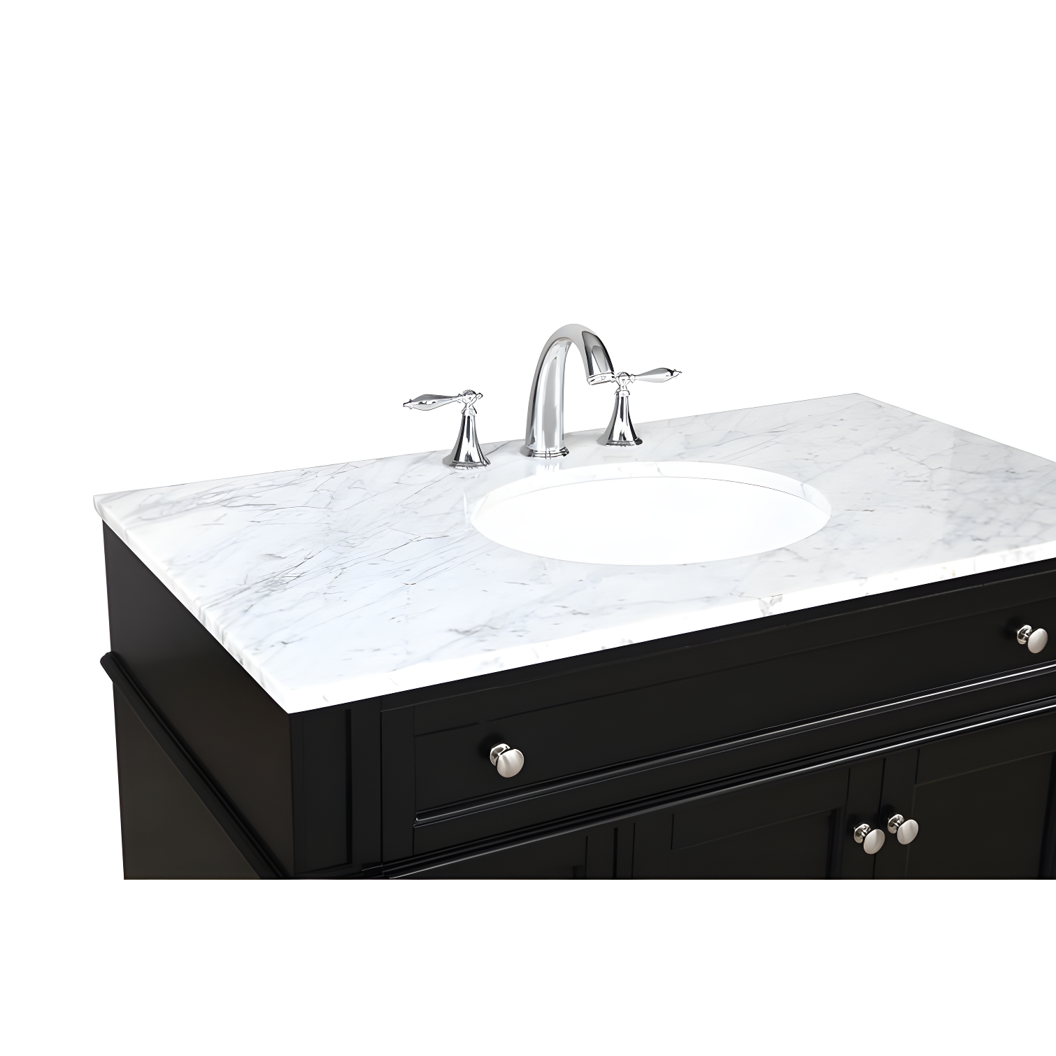 Rukie 40" Free-Standing Single Bathroom Vanity Set with Marble Vanity Top