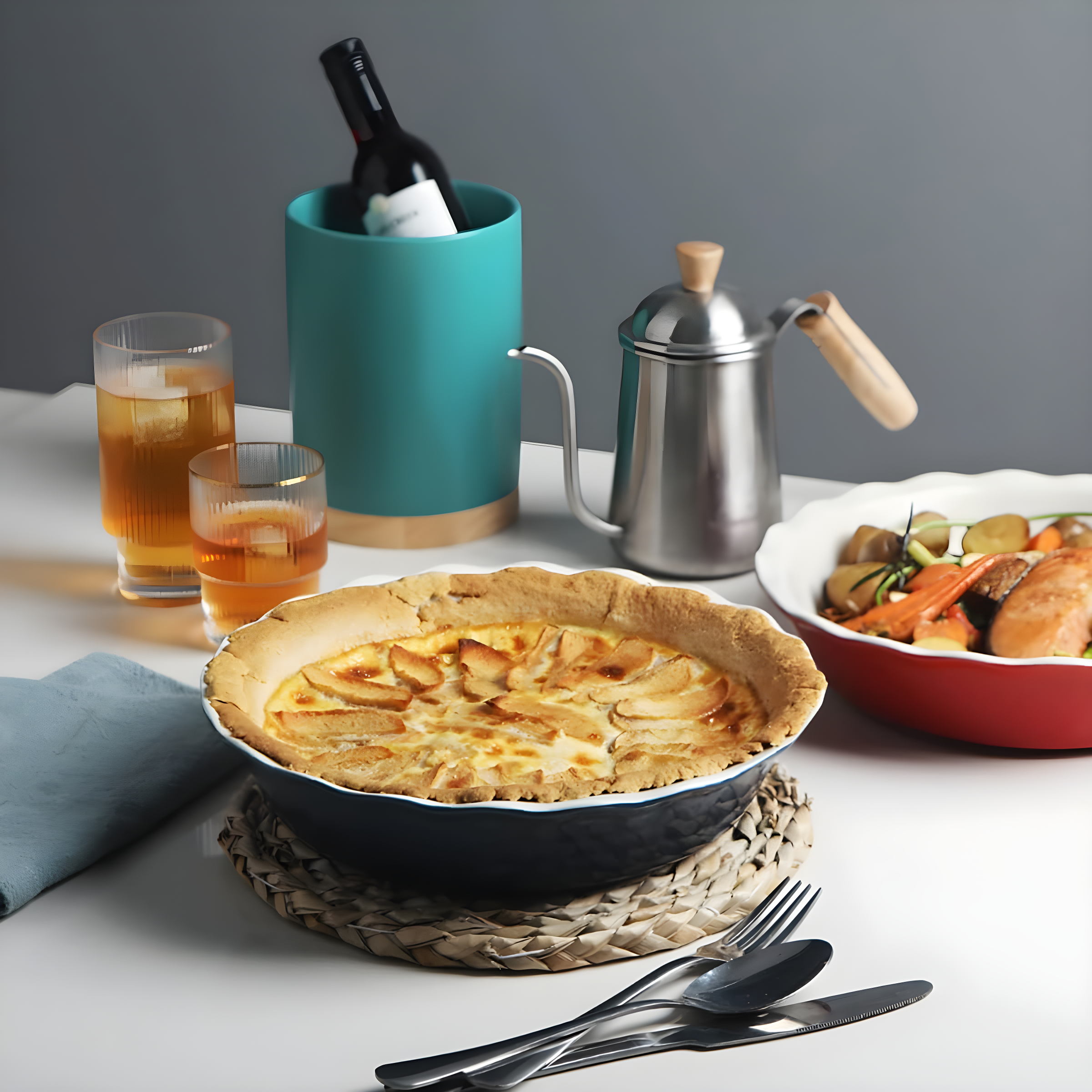 Molde para Pasteles de Cerámica Azul y Amarillo