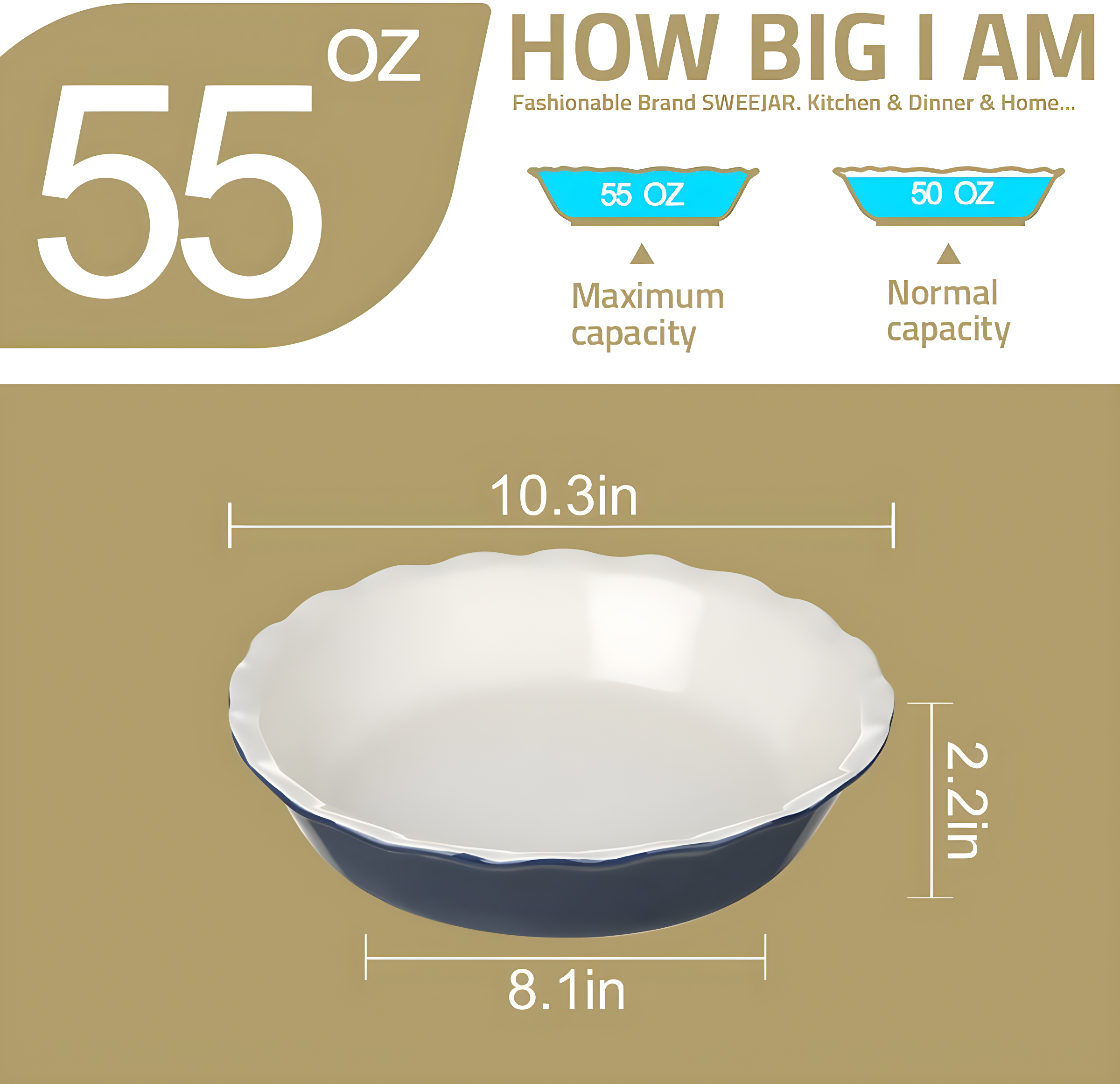 Molde para Pasteles de Cerámica Azul y Amarillo