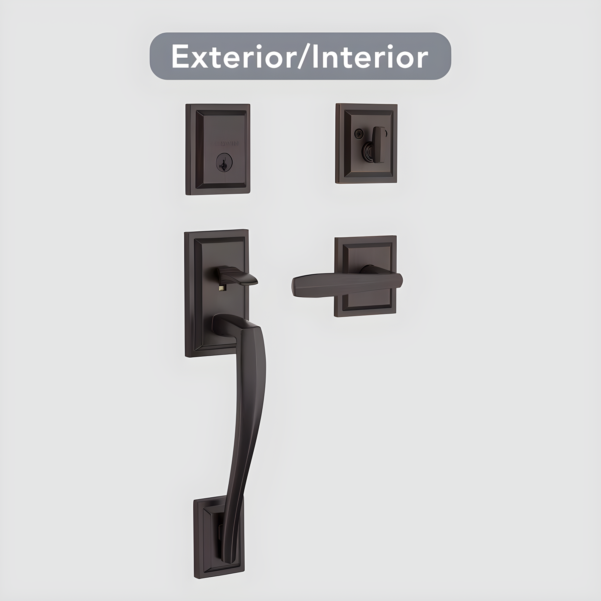 Baldwin 180TPHXTOL15SLBSMTCP Prestige Torrey Pines Handleset with Single Cylinder Deadbolt and Torrey Door Lever and Torrey Rosette