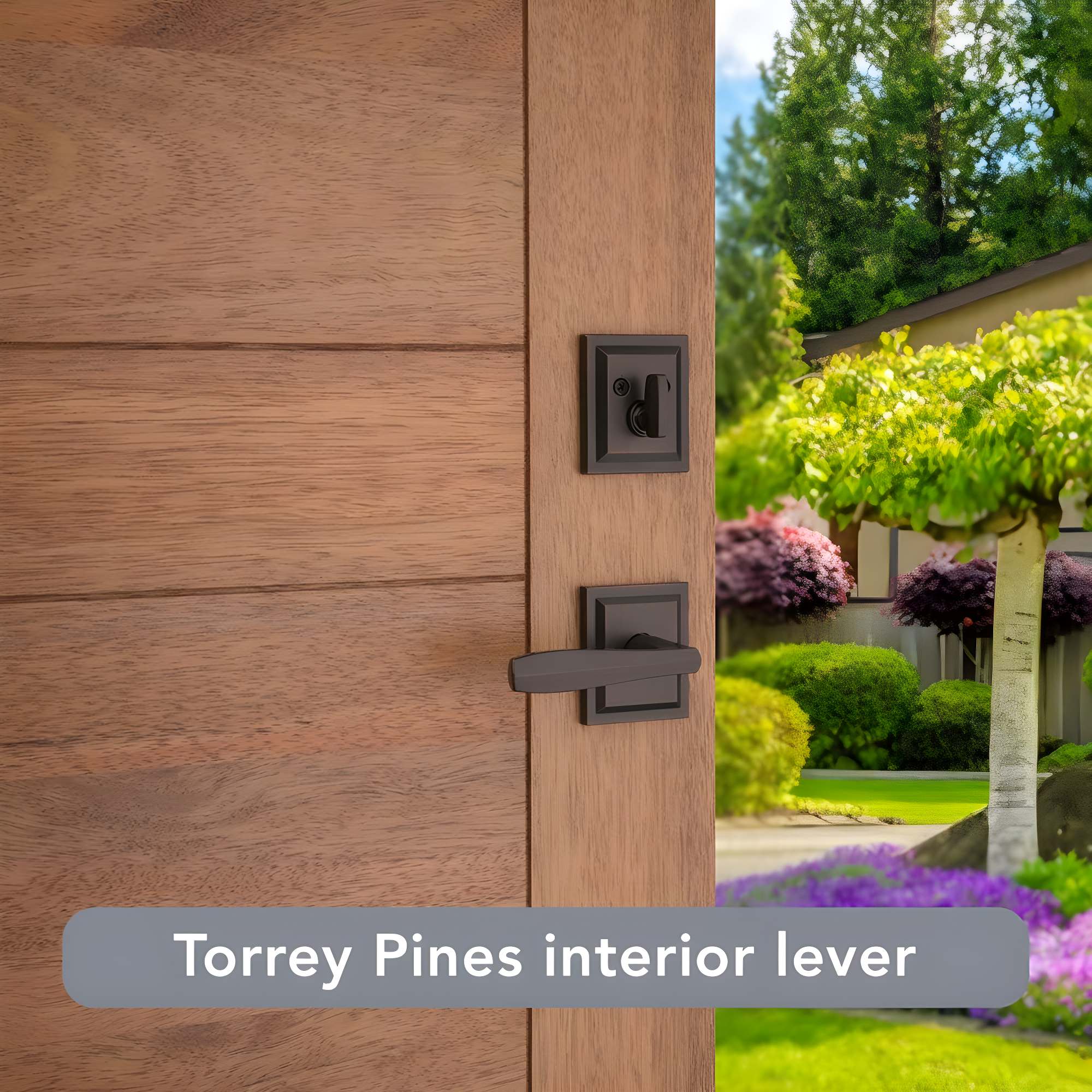 Baldwin 180TPHXTOL15SLBSMTCP Prestige Torrey Pines Handleset with Single Cylinder Deadbolt and Torrey Door Lever and Torrey Rosette