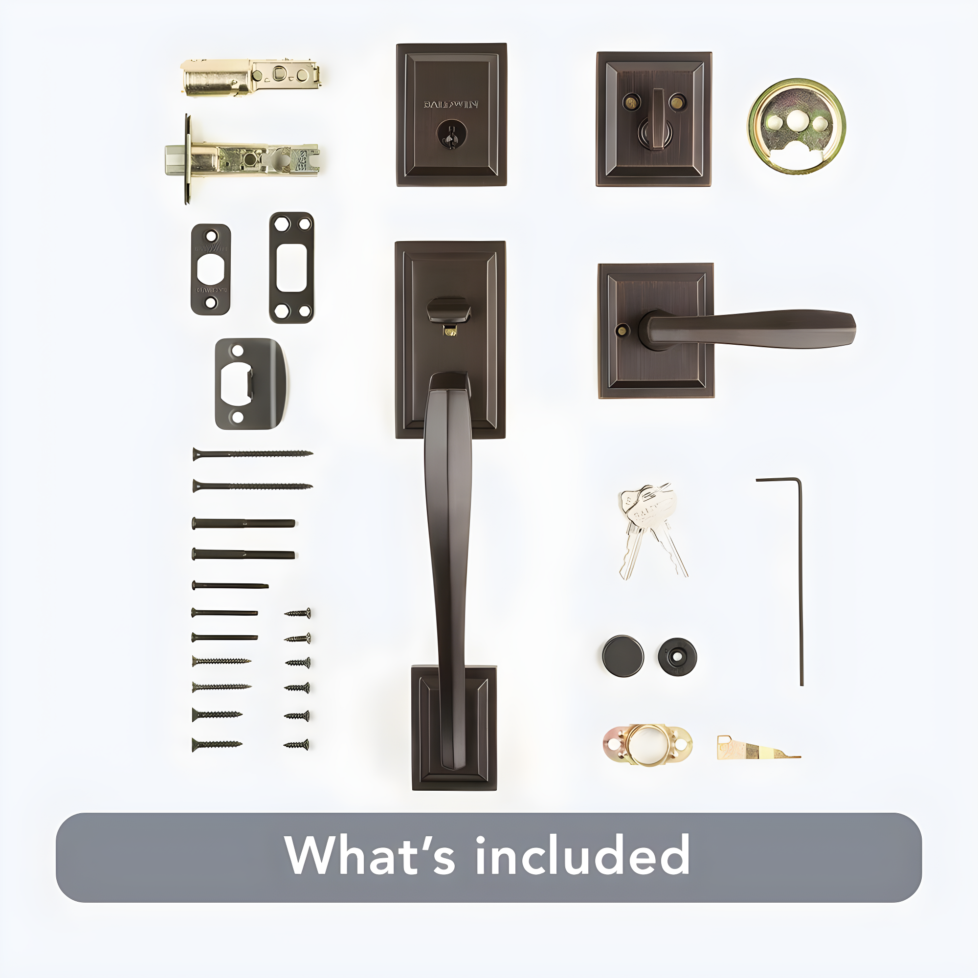 Baldwin 180TPHXTOL15SLBSMTCP Prestige Torrey Pines Handleset with Single Cylinder Deadbolt and Torrey Door Lever and Torrey Rosette