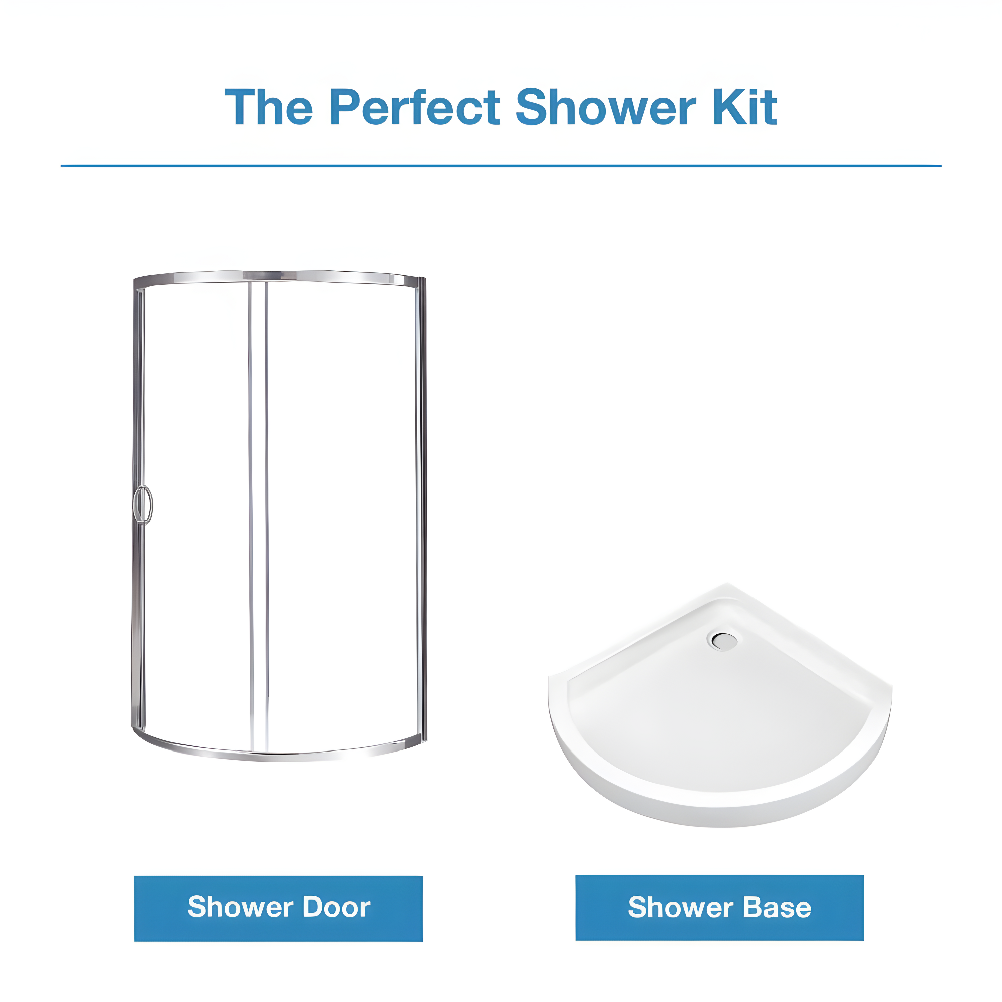 OVE Decors Breeze Premium 33 in. Framed Round Shower Kit w/ Clear Glass, Base
