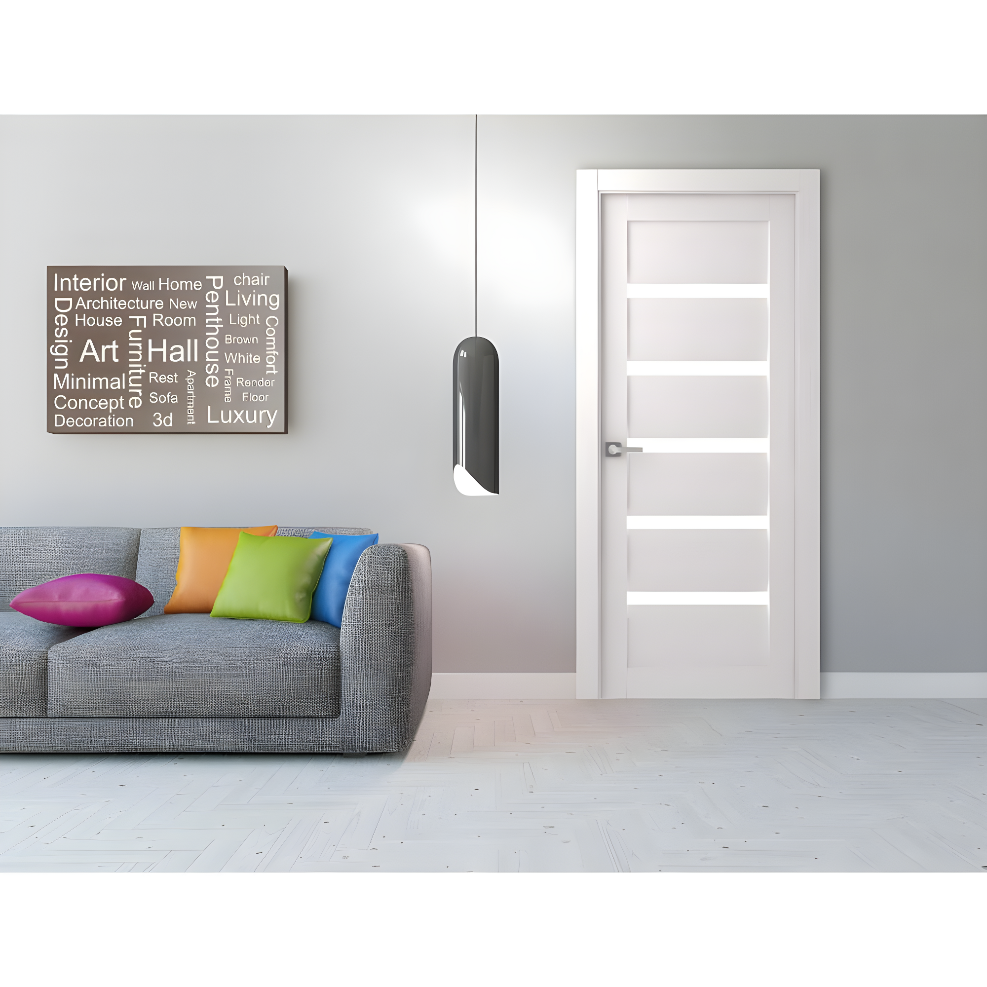 Leora Paneled Manufactured Wood and Glass Standard Door Slab