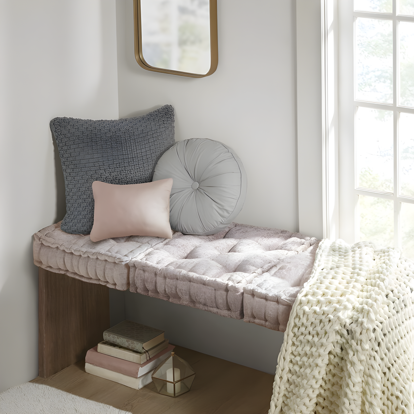 Intelligent Design Azza Poly Chenille Square Floor Pillow Cushion