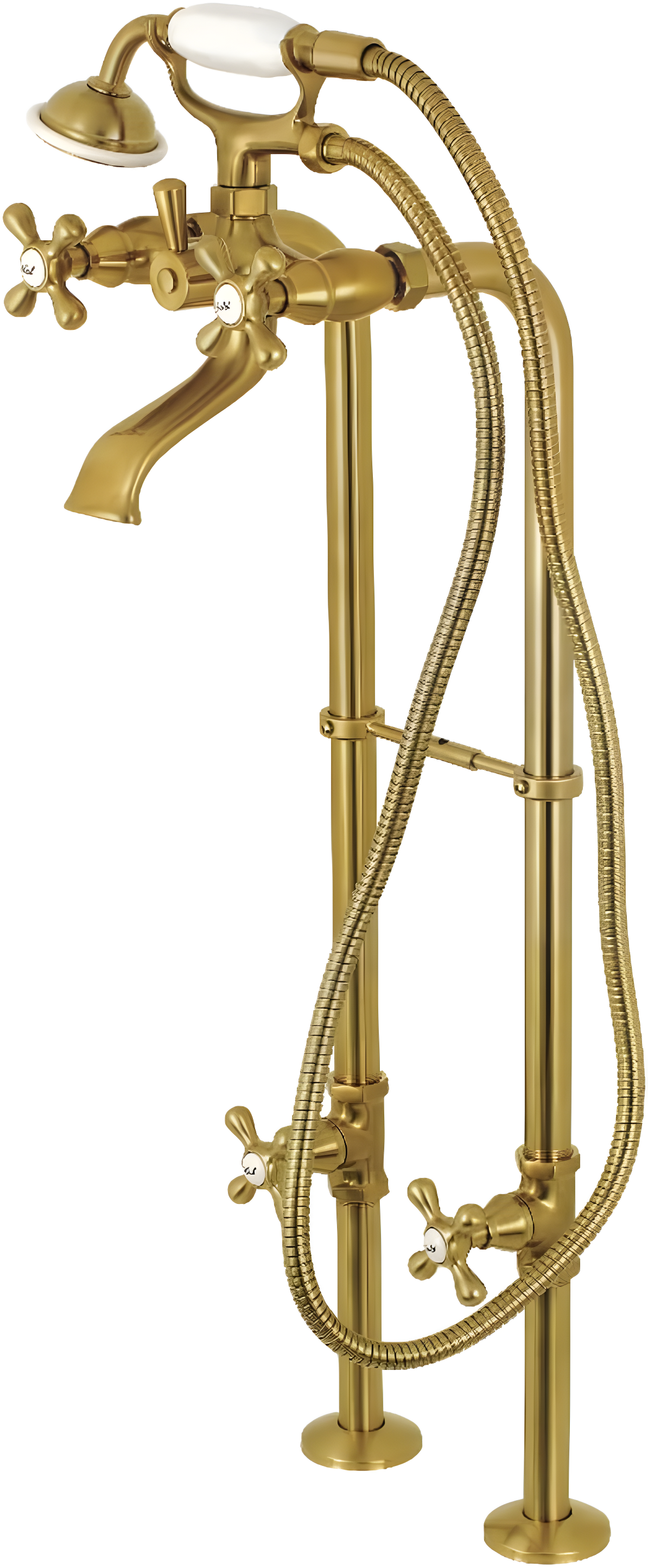 Kingston Brass Kingston Three-Handle 2-Hole Freestanding Tub Faucet with Supply Line and Stop Valve