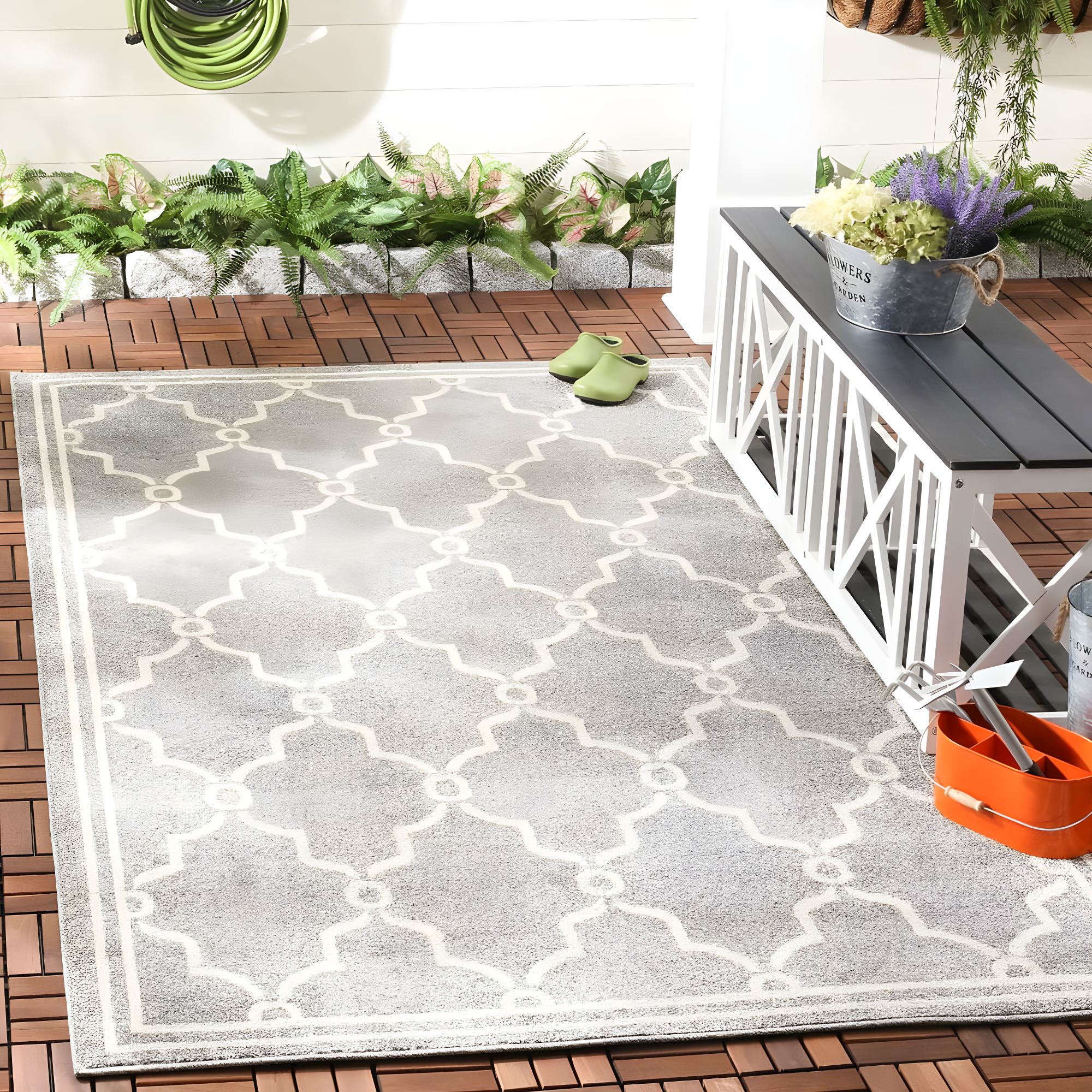 Amherst AMT414 Power Loomed Indoor Area Rug - Dark Grey/Beige - 5'3"x8' - Safavieh