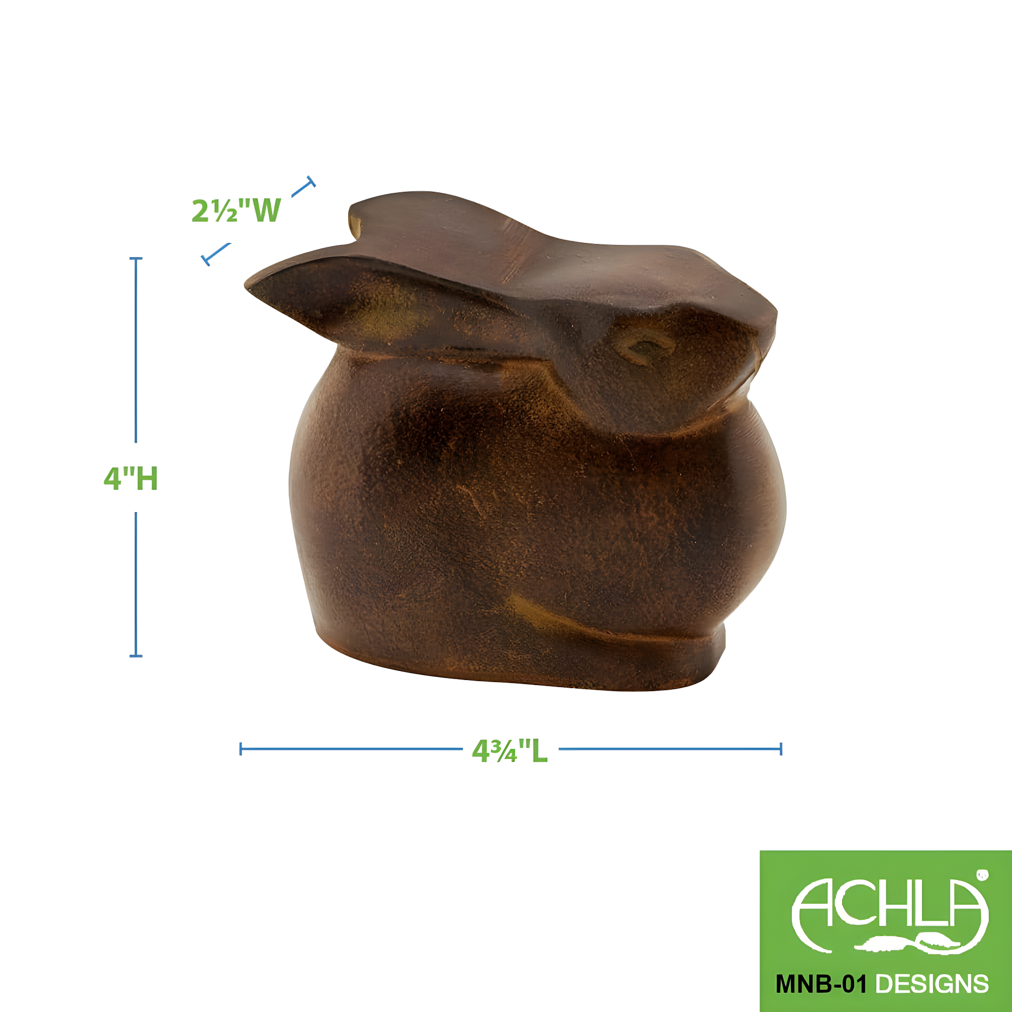 3.75" Tall Cast Aluminum Small Moon Bunny Indoor Outdoor Statue Antique Bronze Finish - Achla Designs: Garden Decor, Unique Animal Sculpture