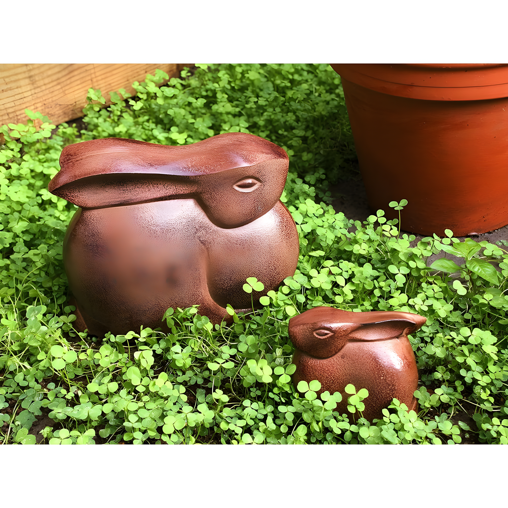 3.75" Tall Cast Aluminum Small Moon Bunny Indoor Outdoor Statue Antique Bronze Finish - Achla Designs: Garden Decor, Unique Animal Sculpture