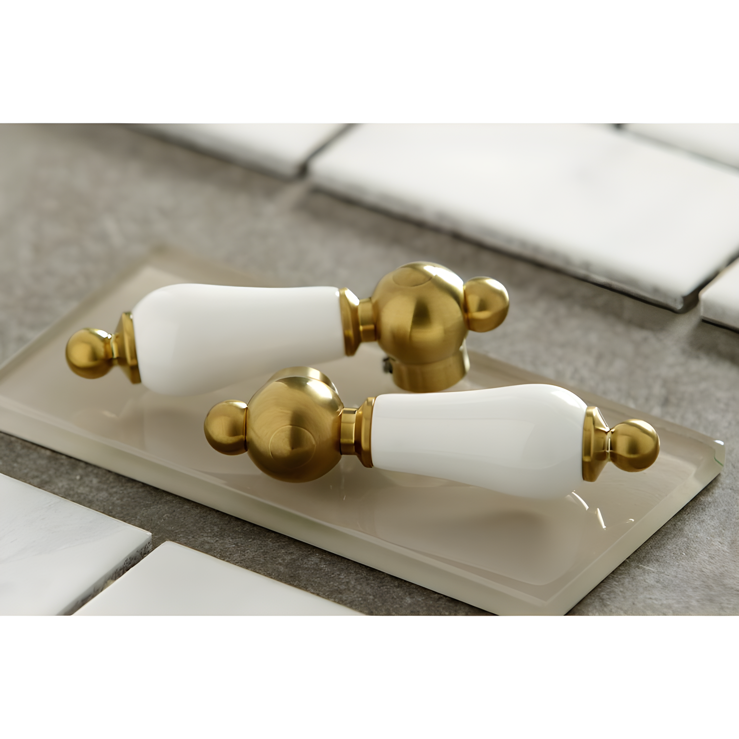 Kingston Brass Heritage Two-Handle 3-Hole Deck Mount 4" Centerset Bathroom Faucet with Plastic Pop-Up